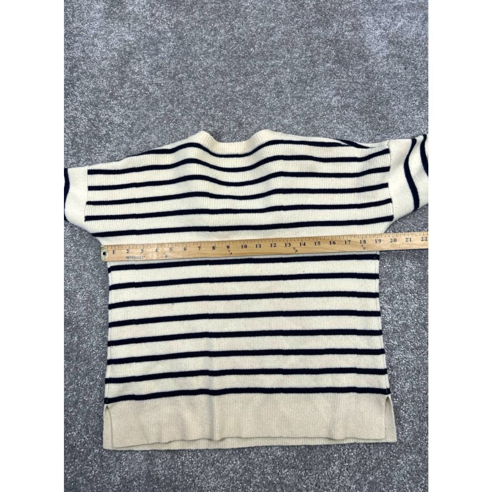 Madewell Madewell Sweater Womens XS White Blue Merino Wool Knit Pullover Striped Crew Neck Long Sleeve Casual Winter Spring Fall Size XS / US 0-2 / IT 36-38 - 5 Thumbnail