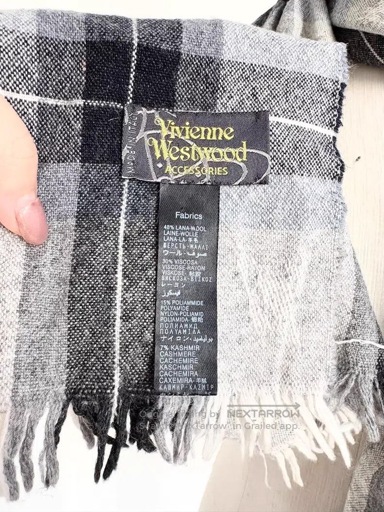 Vivienne Westwood Vivienne Westwood Gray Blue Plaid Full-print Saturn Scarf Size ONE SIZE - 5 Thumbnail