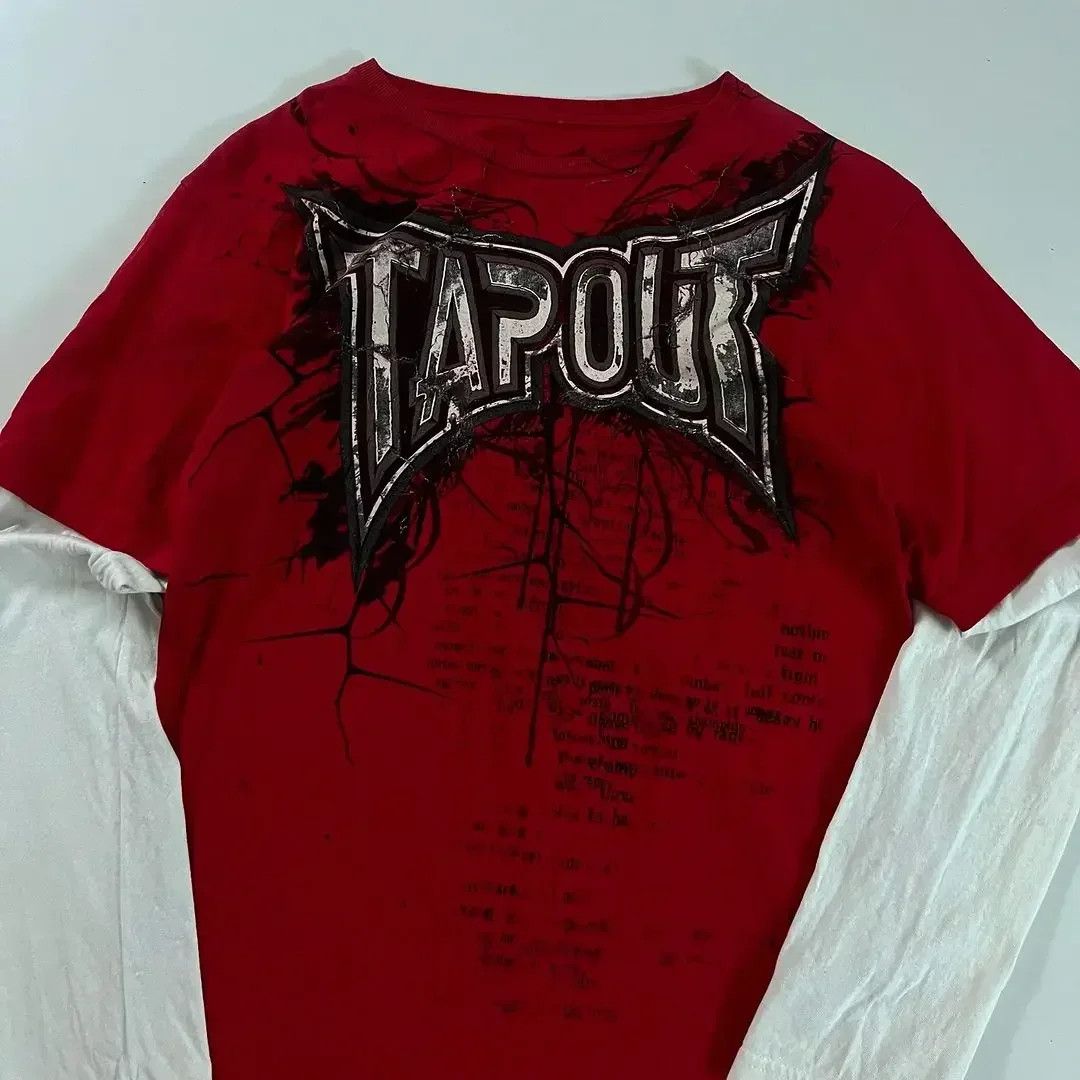 Vintage 90s Hip Hop Red TAPOUT TShirt Size US XL / EU 56 / 4 - 2 Thumbnail