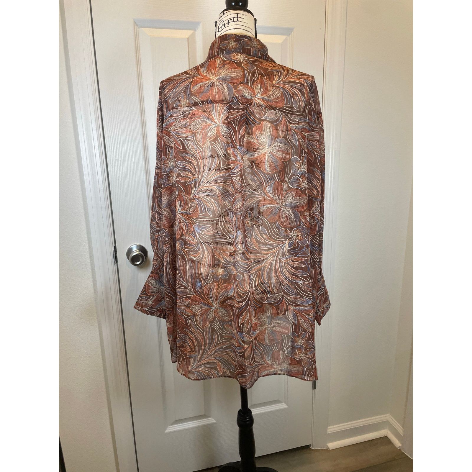 & Other Stories NEW OLIVACEOUS BLOUSE BOHO CHIC OVERSIZED SZ M BROWN FLORAL Size M / US 6-8 / IT 42-44 - 9 Thumbnail