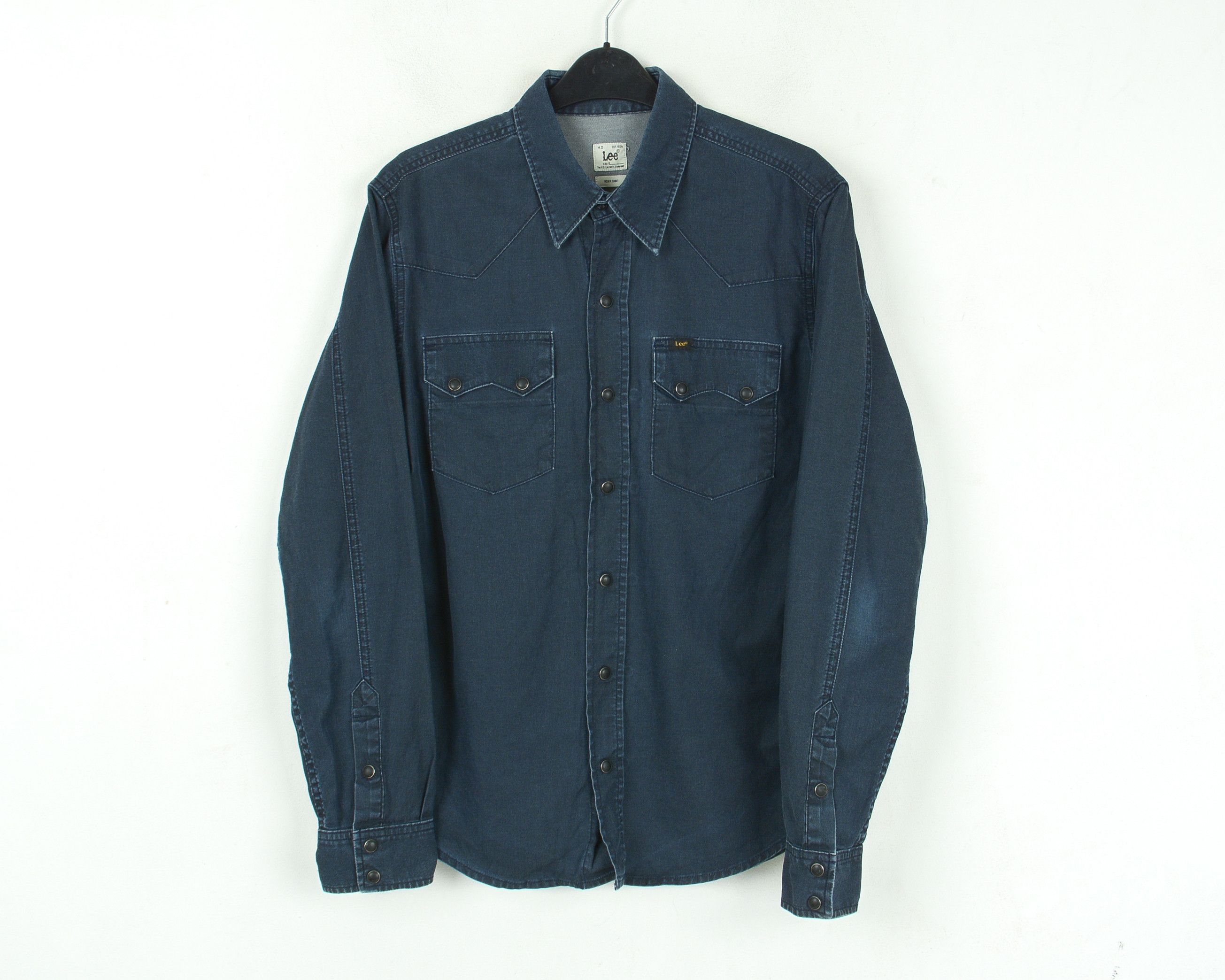 Lee Rider Shirt M Pearl Snap Western Denim Casual Cowboy Top Size US M / EU 48-50 / 2 - 1 Thumbnail
