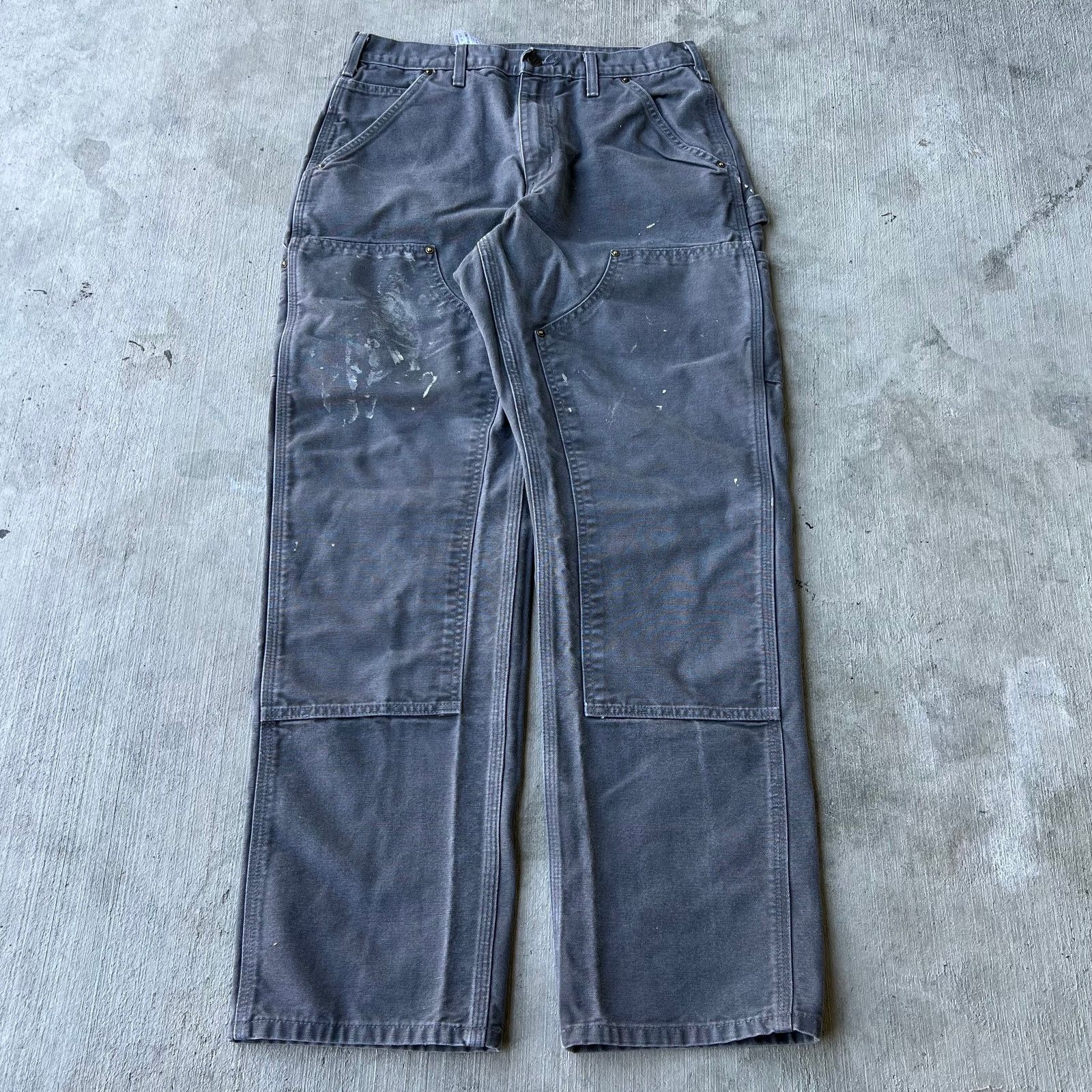 Vintage carhartt y2k gray double knee work carpenter pants