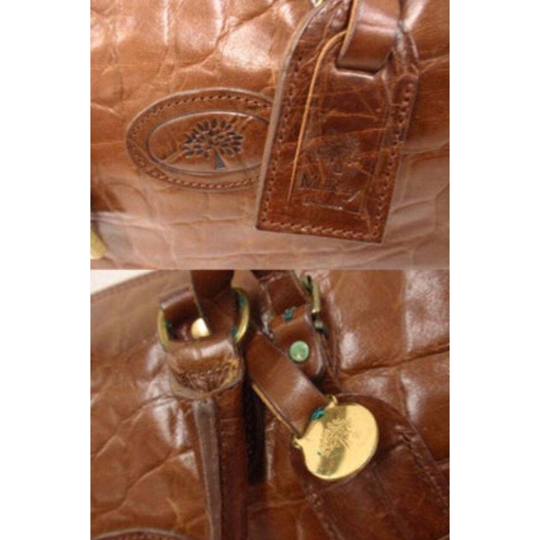 Mulberry Vintage Mulberry brown croc embossed leather speedy handbag Size ONE SIZE - 8 Thumbnail