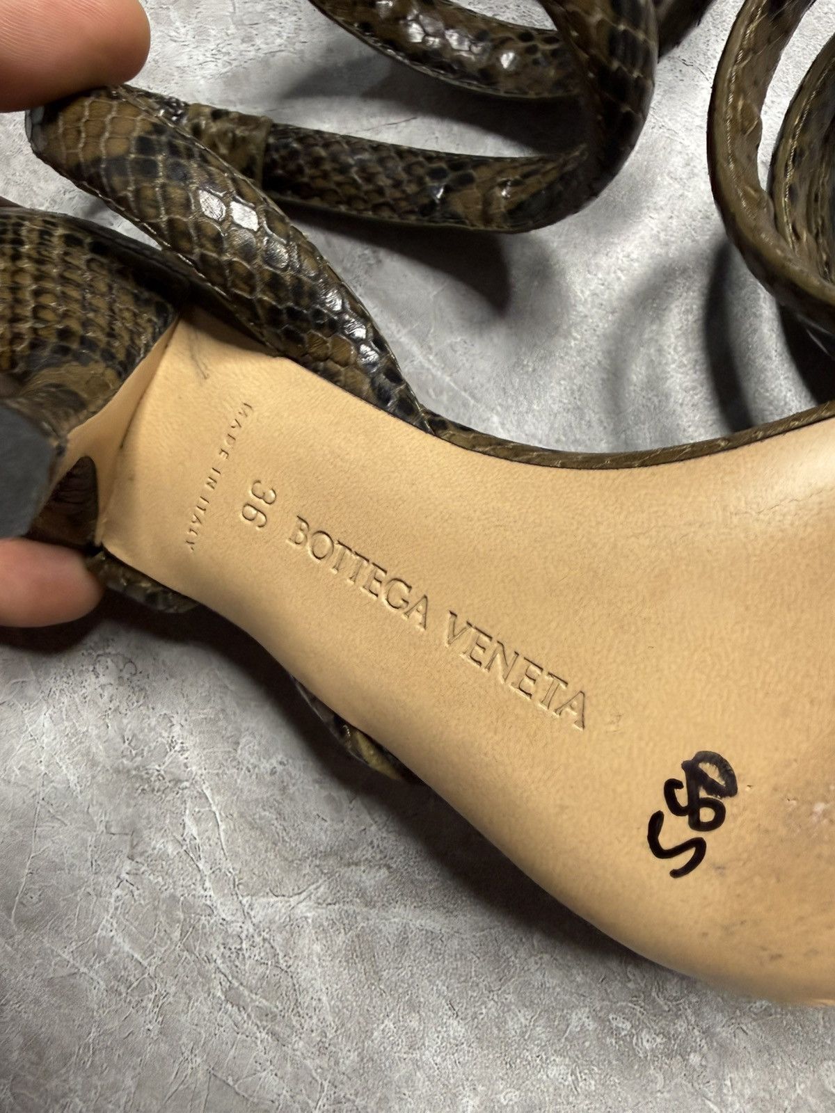Bottega Veneta Bottega Python Printed Calf Leather Spiral Sandals Size US 6 / IT 36 - 11 Thumbnail