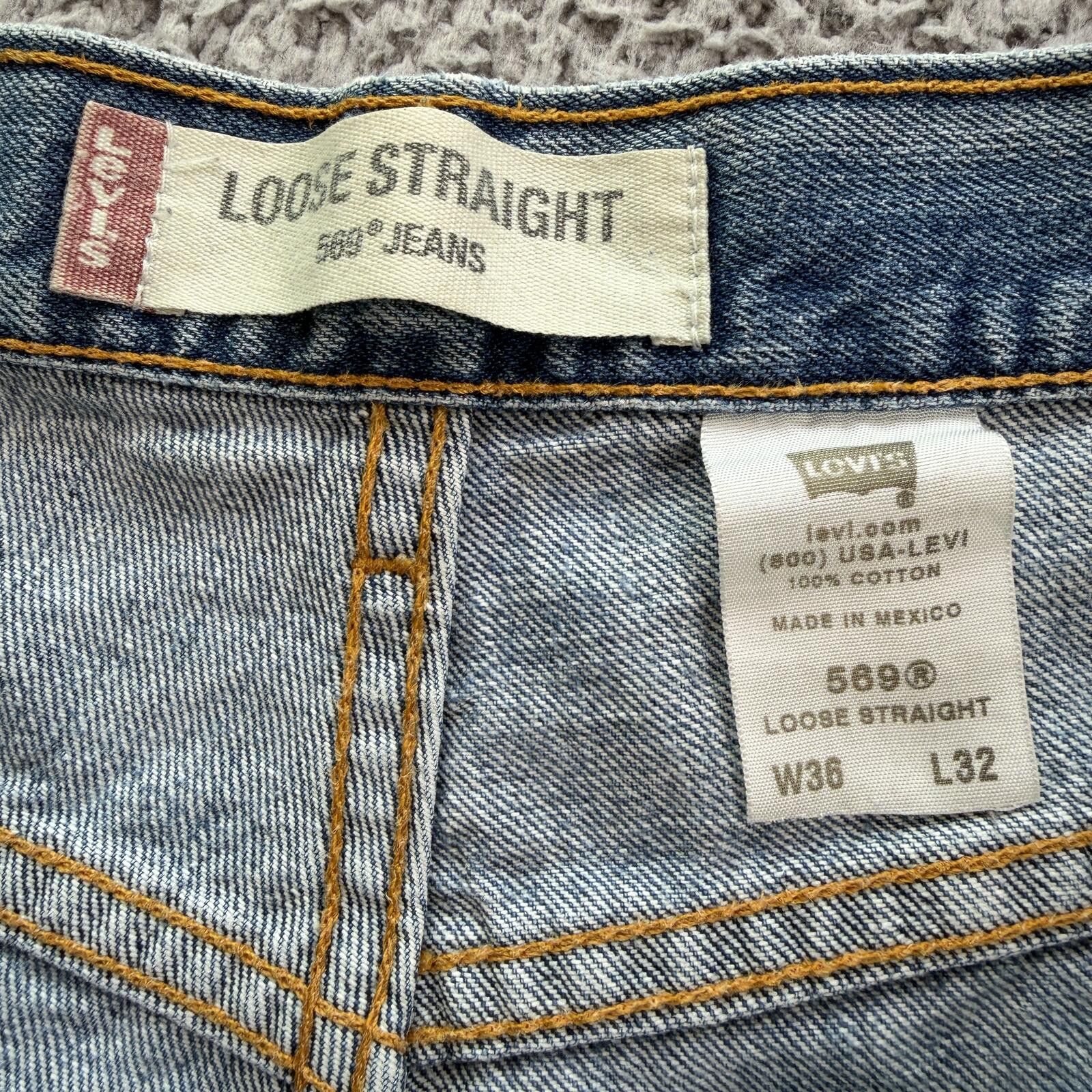 Levi's Levis 569 Loose Straight Jeans Mens 36x32 Light Wash Baggy Size US 36 / EU 52 - 6 Thumbnail