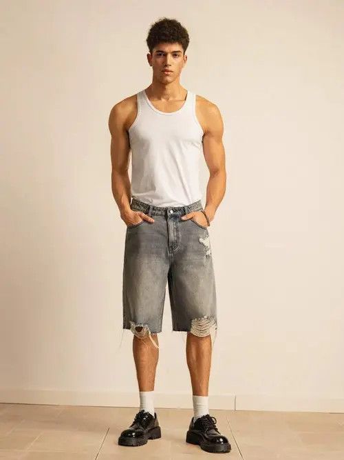 Japanese Brand Vintage distressed Denim Y2K jeans jorts shorts Size US 34 / EU 50 - 2 Thumbnail