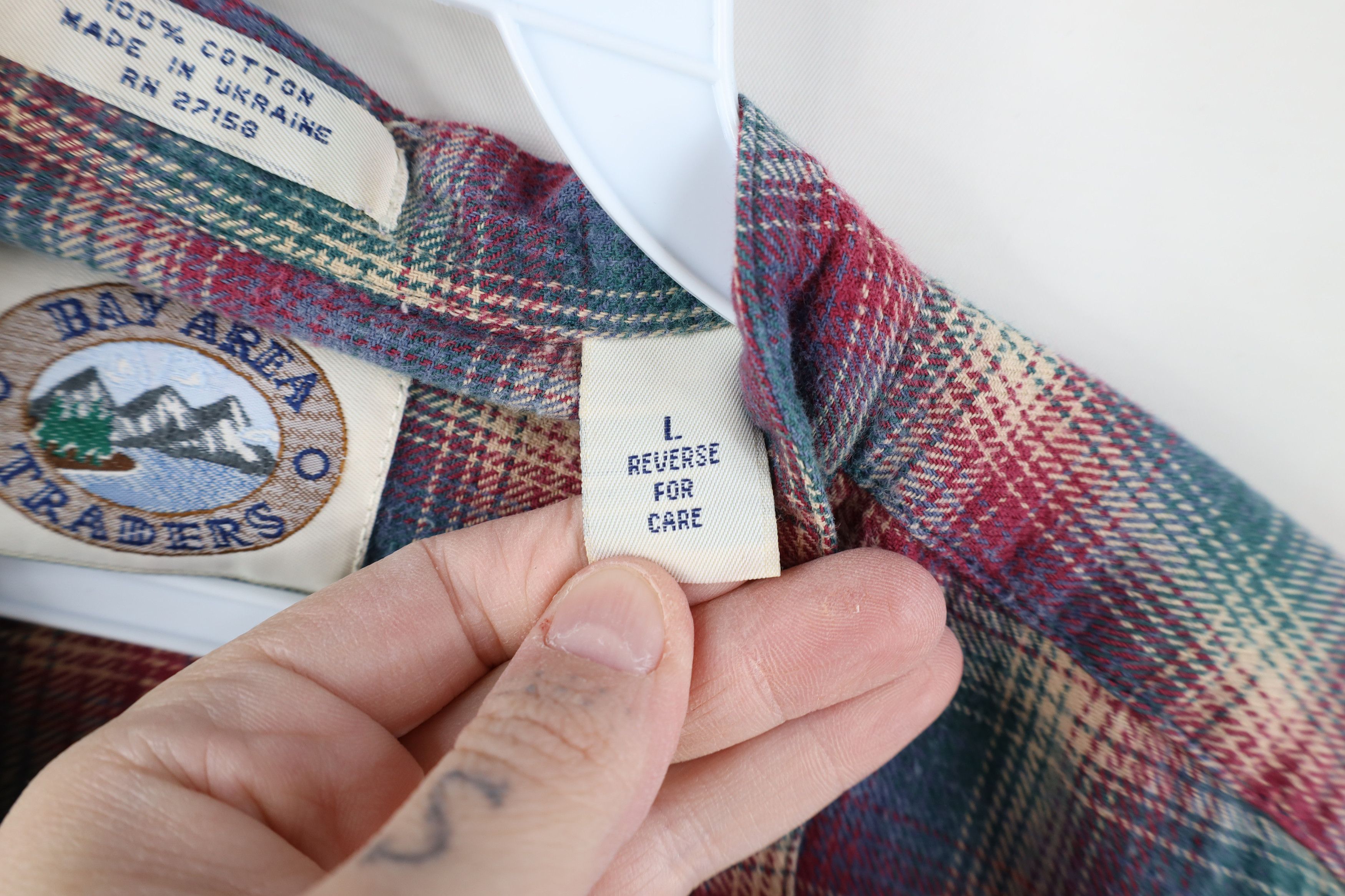 Vintage Vintage 90s Streetwear Flannel Band Collar Button Shirt Size US L / EU 52-54 / 3 - 11 Thumbnail