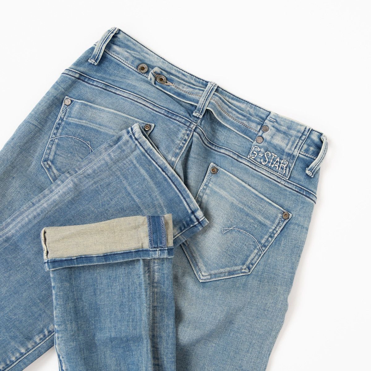 G-Star G-Star Raw Midge Straight Light Blue Jeans Stretch Denim Size 27" / US 4 / IT 40 - 4 Thumbnail
