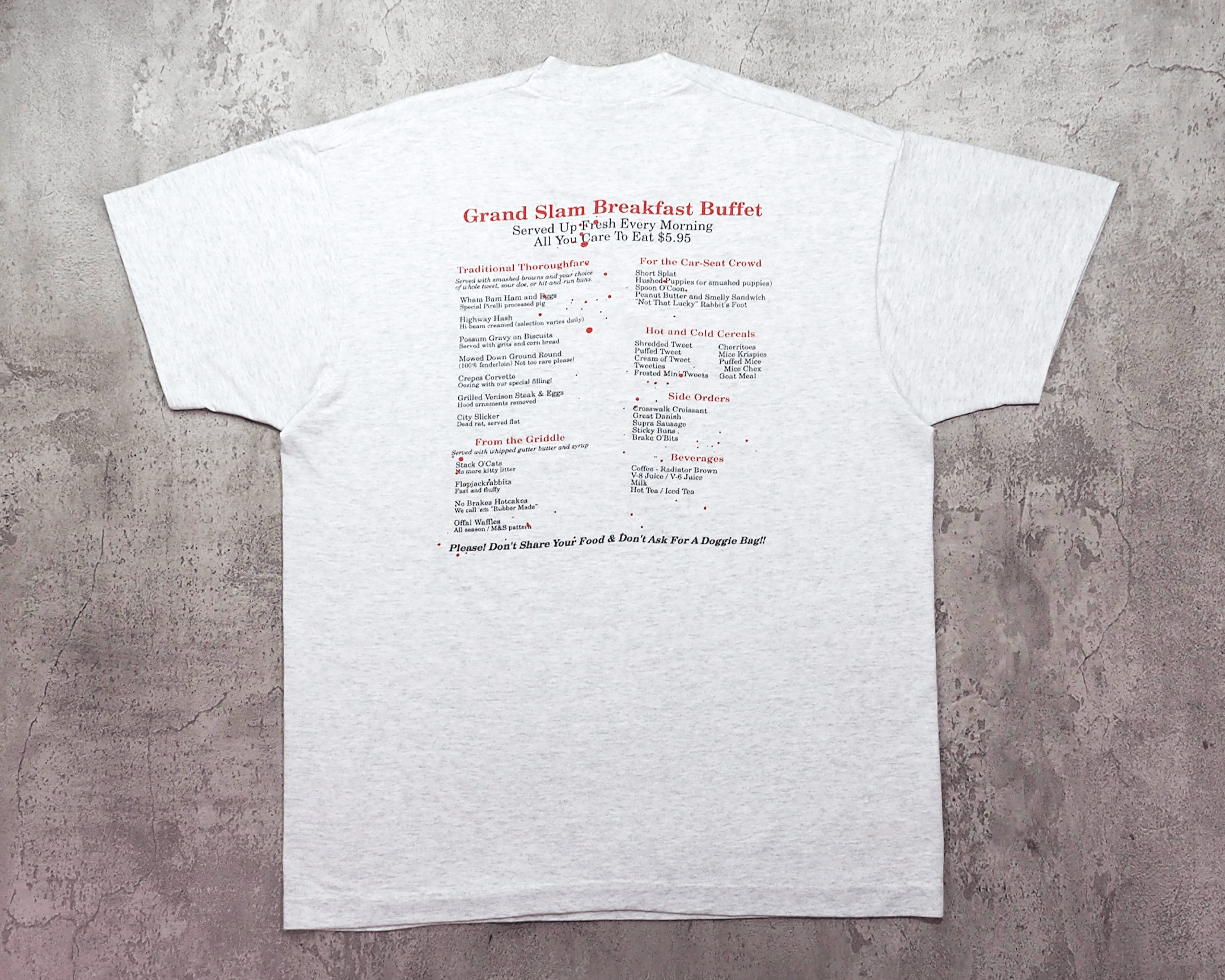 Vintage Vintage 1990s Roadkill Cafe Hard Rock Cafe Parody Shirt L Size US L / EU 52-54 / 3 - 5 Thumbnail