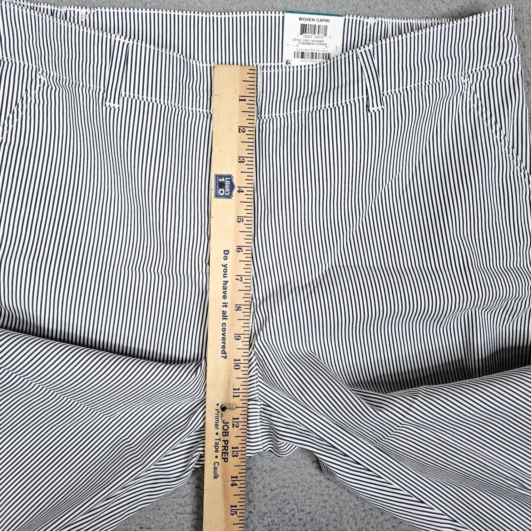 Vintage Karen Scott Women Capri Pants Striped Blue White Chambray 16 Regular Size NEW Size 38" / US 16 / IT 52 - 6 Thumbnail
