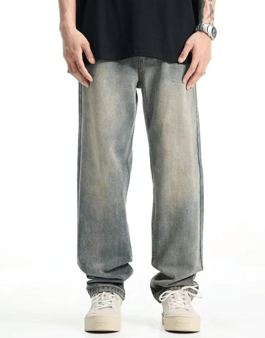 Japanese Brand × Jean American casual elastic straight loose distressed jeans Size US 32 / EU 48 - 1 Thumbnail