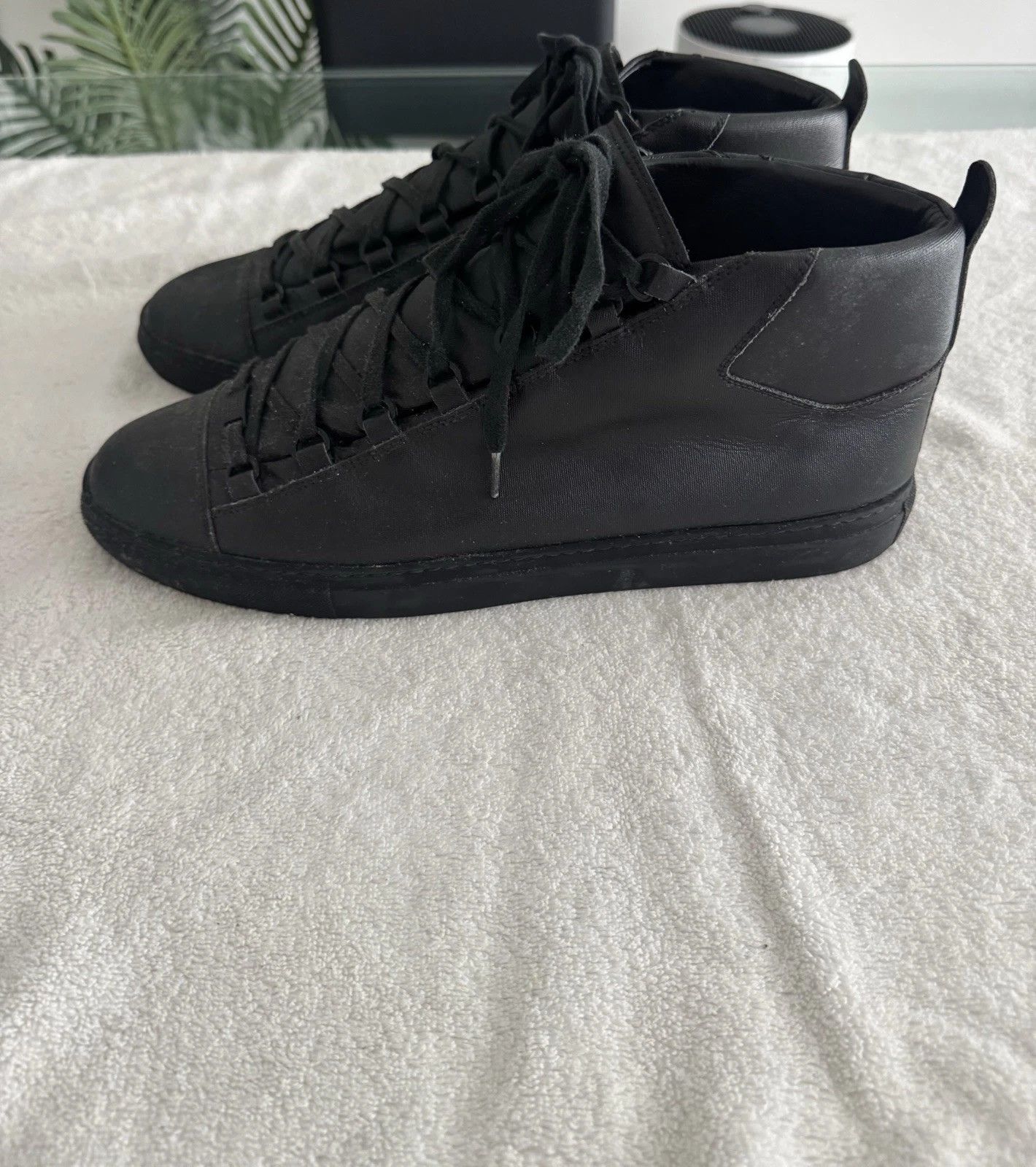 Balenciaga Balenciaga Arena Black Leather High Tops Lace Up 15 Size US 15 / EU 48 - 3 Thumbnail