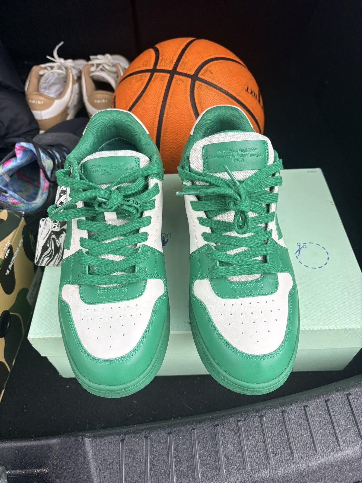 Off-White OFF-WHITE Out of Office Low Top Green Dirty White Size US 9 / EU 42 - 2 Thumbnail