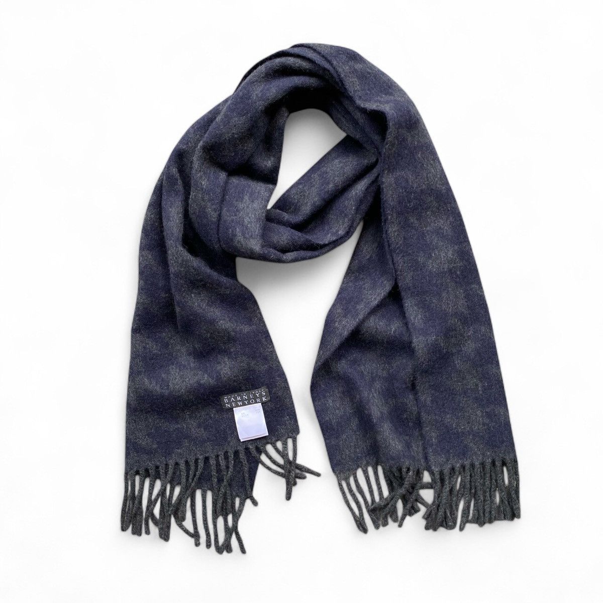 Barneys New York BARNEYS NEW YORK Navy Houndstooth Wool Scarf Size ONE SIZE - 2 Thumbnail