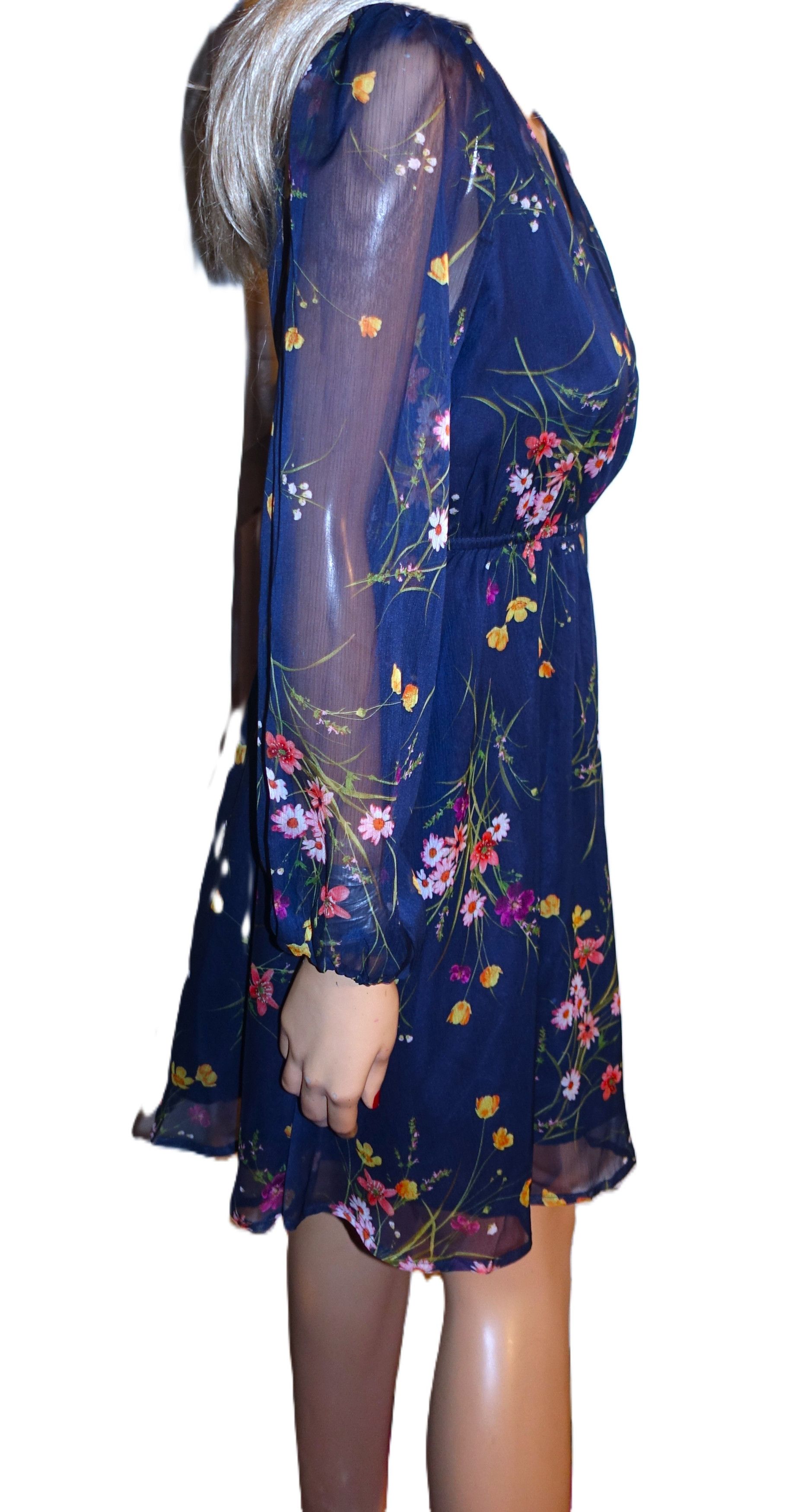 Other Cupshe Navy Blue Floral Faux Wrap Dress S NWT Size S / US 4 / IT 40 - 6 Thumbnail