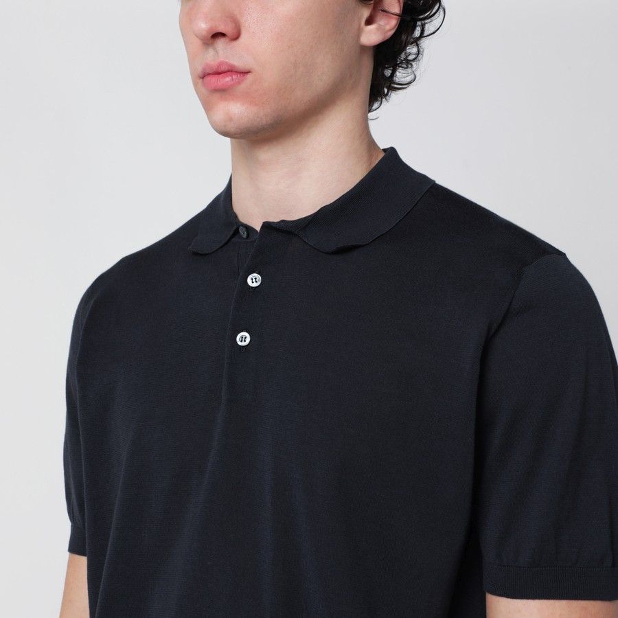 Drumohr o1d2blof0226 Cotton Polo Shirt in Navy Blue Size US XL / EU 56 / 4 - 4 Thumbnail