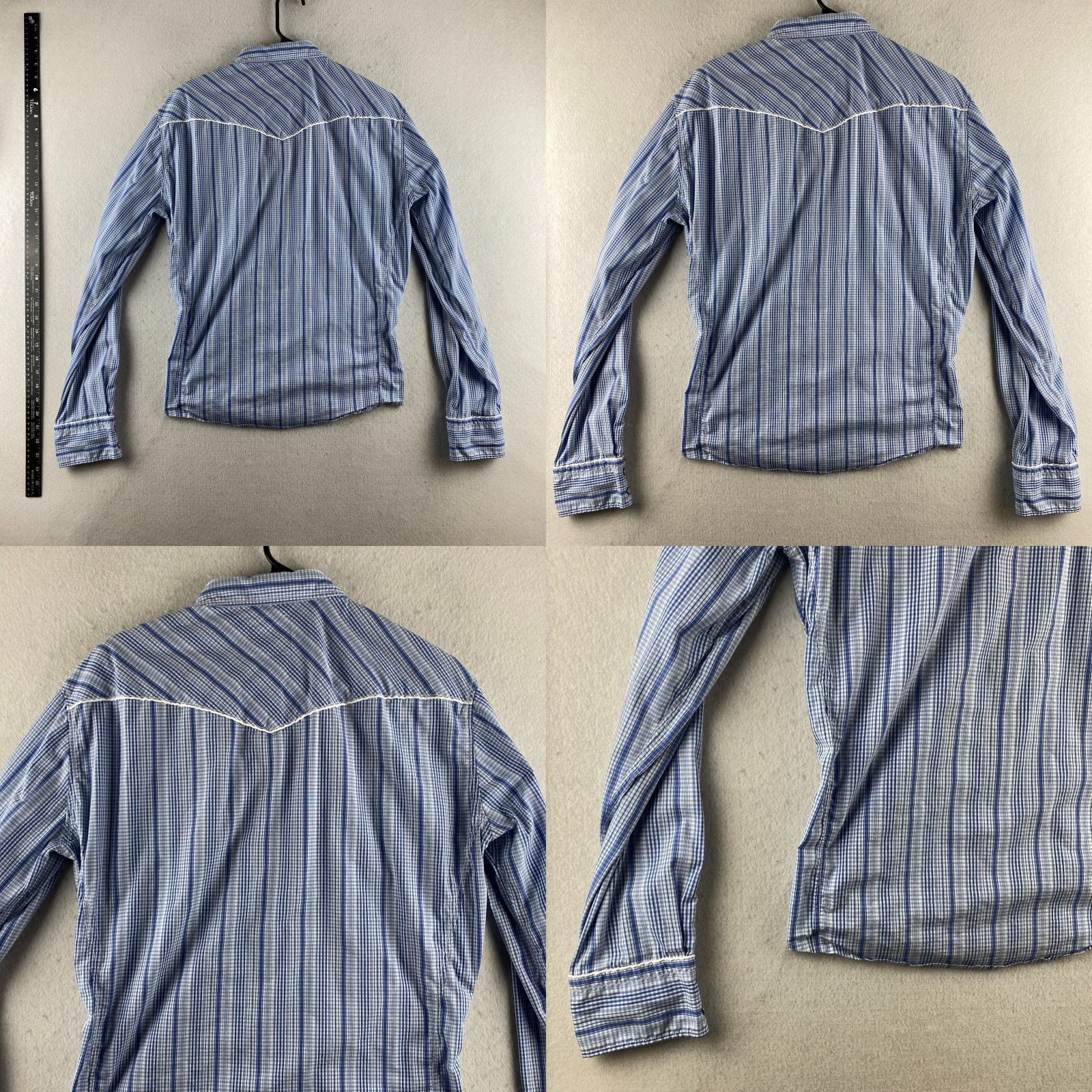 Hugo Boss HUGO BOSS Shirt Mens XL Blue Button-Up Western Stripe Pockets Size XL / US 12-14 / IT 48-50 - 9 Thumbnail