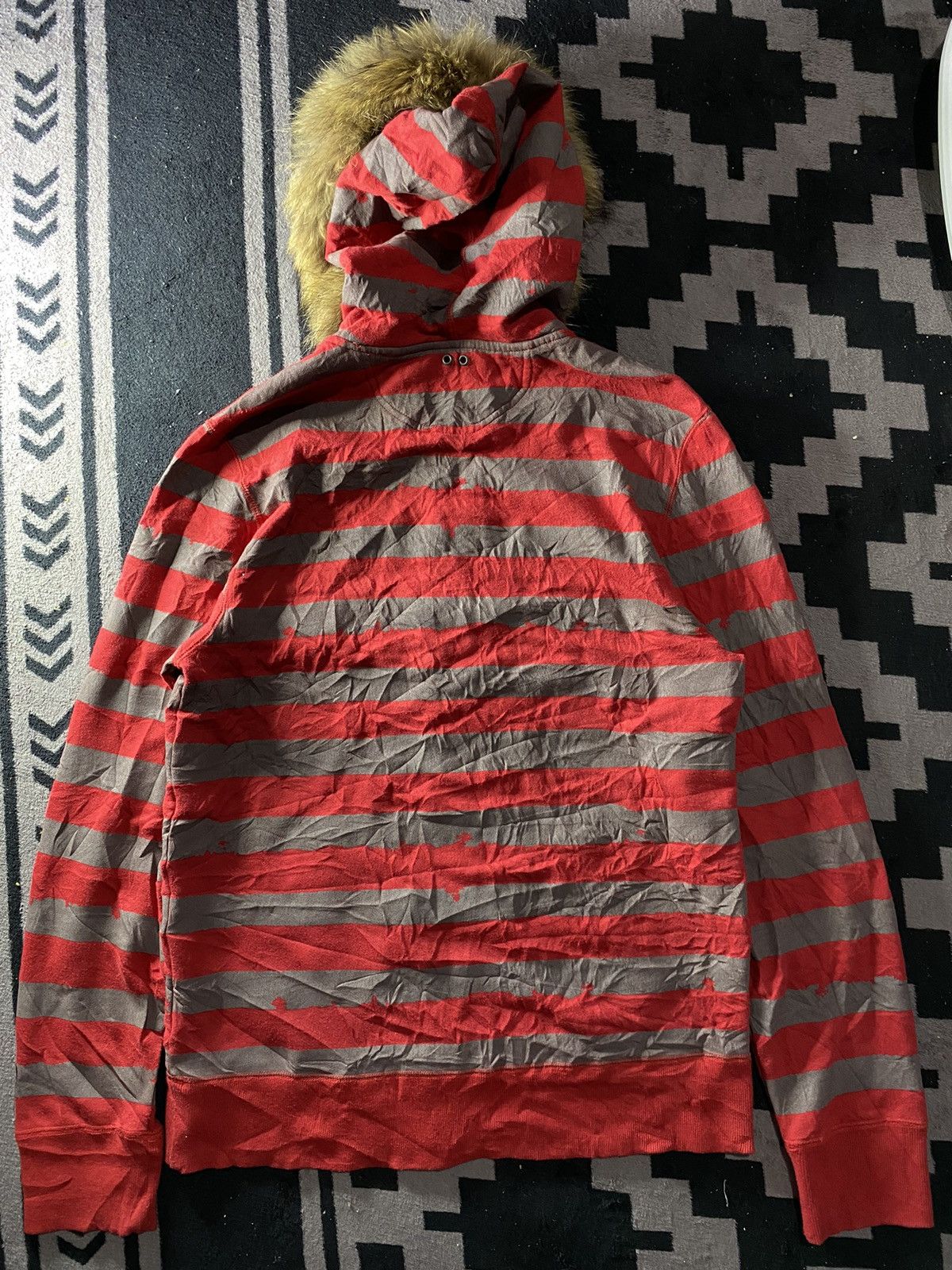 Hysteric Glamour × Japanese Brand × PPFM Vintage converse faux fur american flag striped zip hoodie Size US XL / EU 56 / 4 - 2 Thumbnail