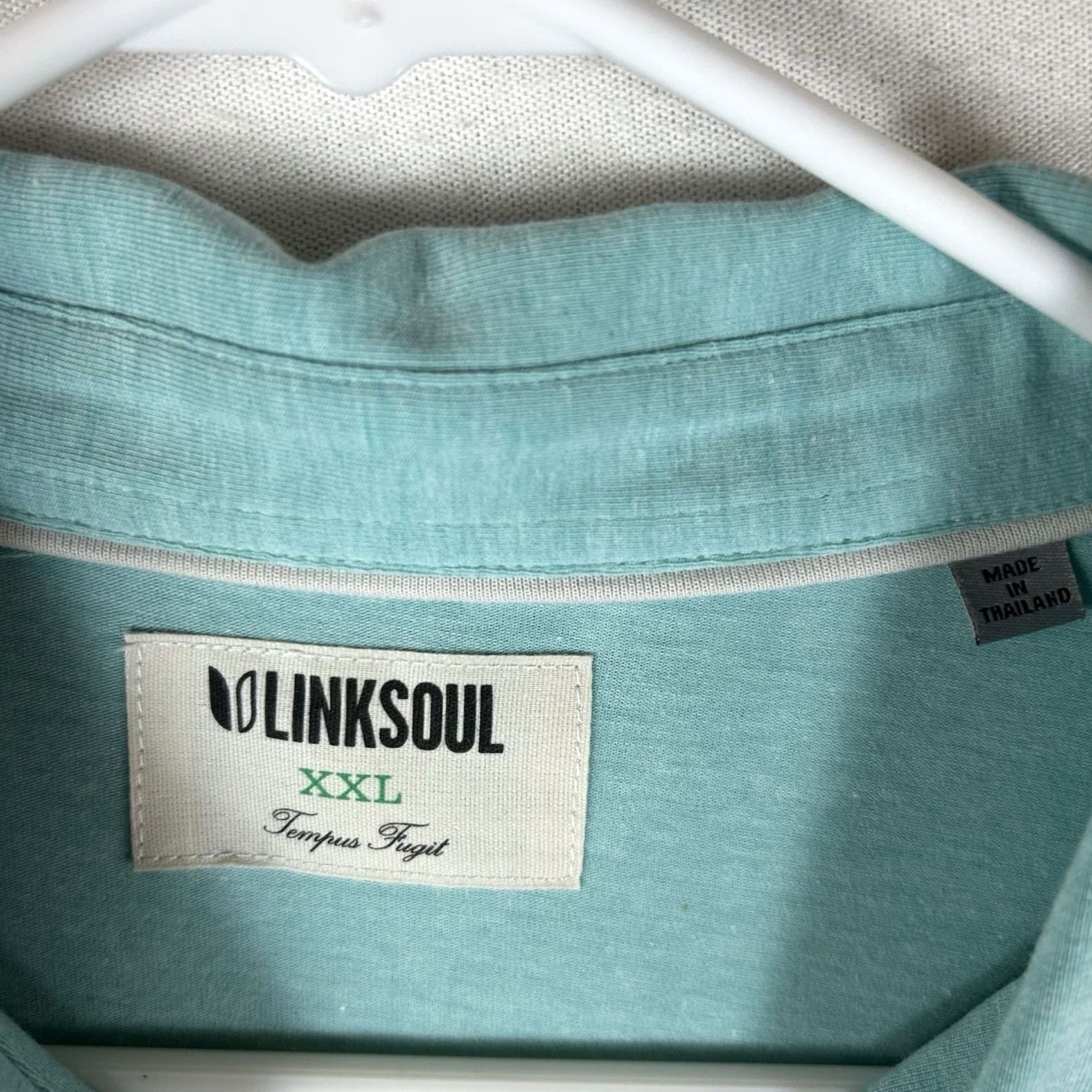 Vintage Linksoul Tempus Fugit Polo Shirt Mens 2XL Blue Teal Short Sleeve Collared Golf Casual Shirt Size US XXL / EU 58 / 5 - 4 Thumbnail
