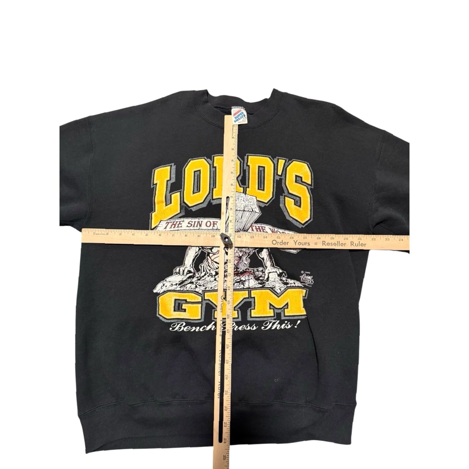 Vintage VINTAGE 1990 Lord's Gym His Pain Your Gain Jesus Crewneck Sweatshirt XL Black Cotton Fleece Graphic Print Logo Men's 90s Grunge Pullover Size US XL / EU 56 / 4 - 5 Thumbnail