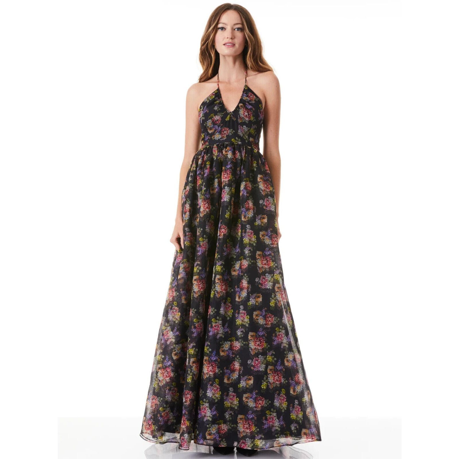 Alice + Olivia ALICE & OLIVIA SAORI BLACK HALTER 100% SILK GOWN DRESS SZ 12 Size XL / US 12-14 / IT 48-50 - 6 Thumbnail