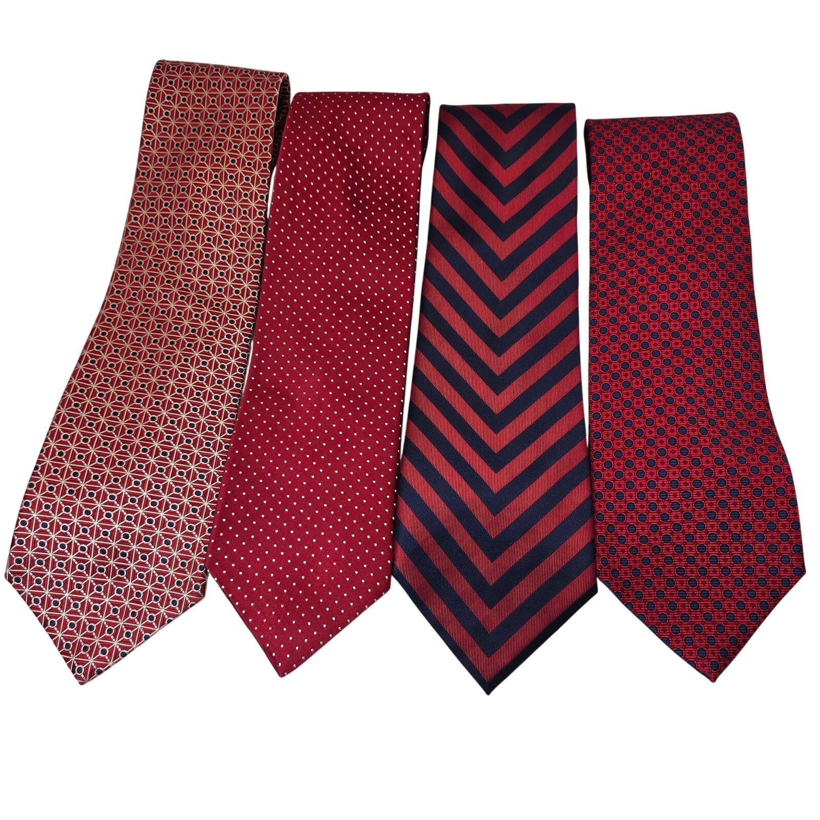 Tommy Hilfiger Tommy Hilfiger Red Silk Tie Lot 4 USA Wide 3.75" Contrast Size ONE SIZE - 1 Thumbnail