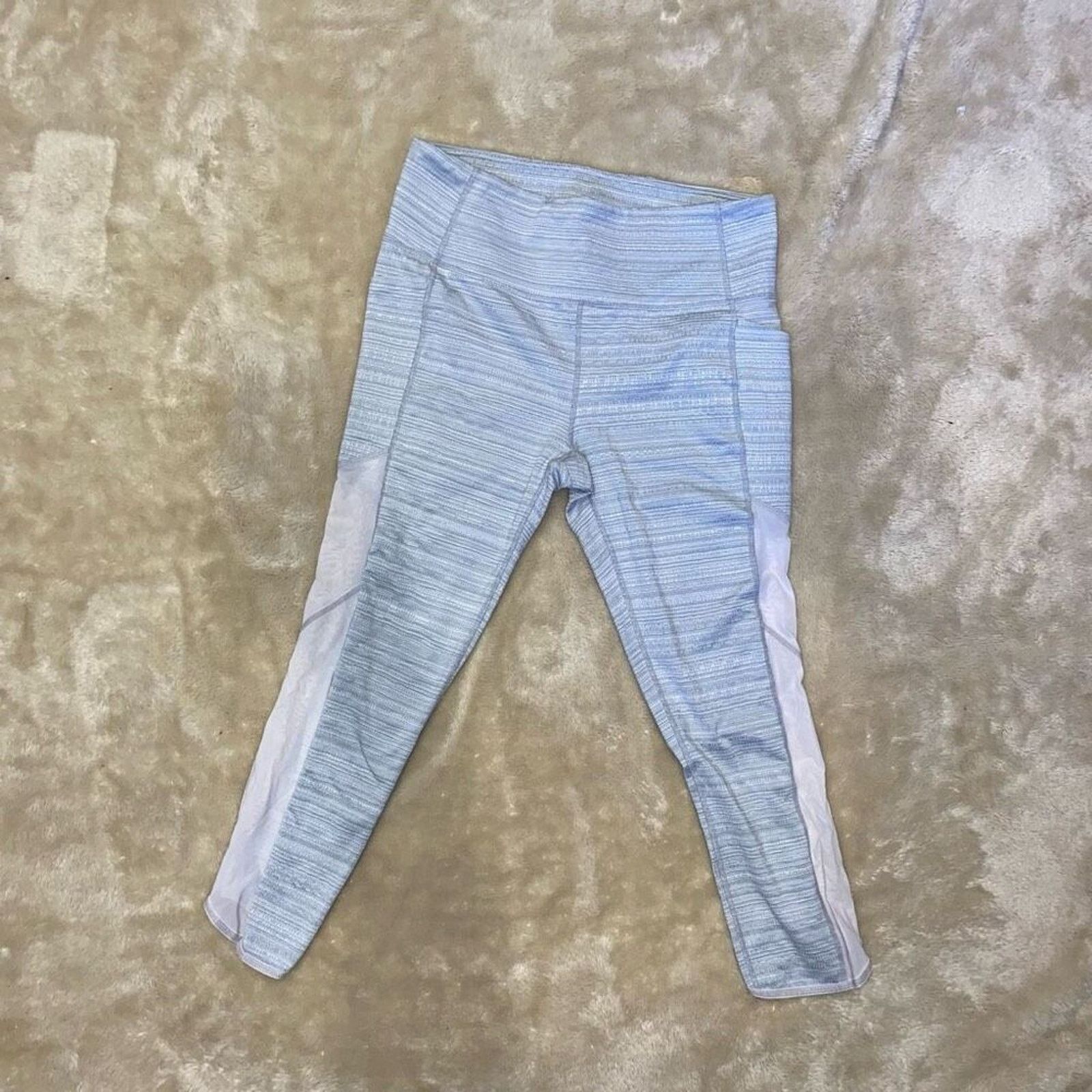 Athleta Athleta Cropped Gray and Mesh Leggings | Sz L Size 34" / US 12 / IT 48 - 2 Thumbnail