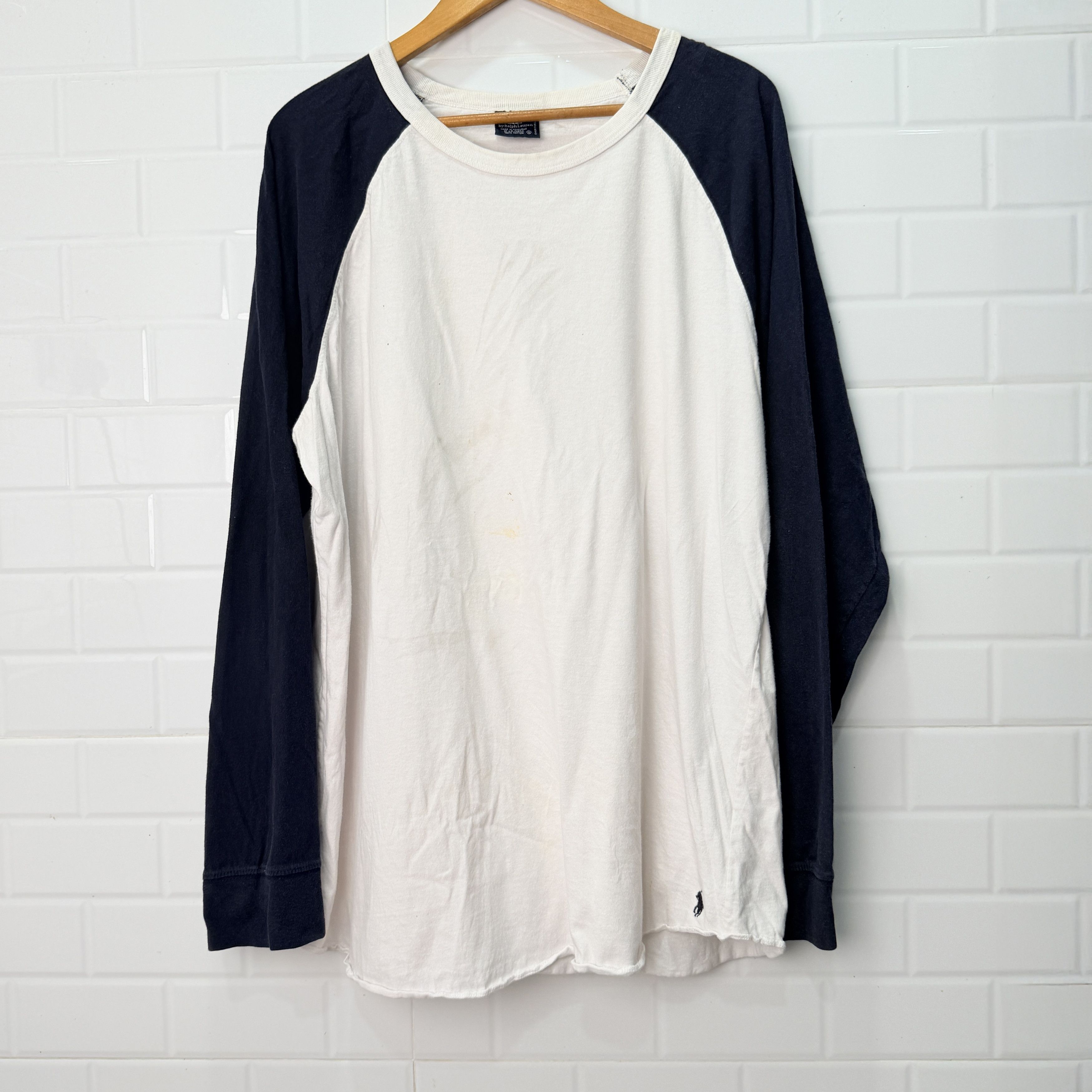 Polo Ralph Lauren Size XL L/S Polo Ralph Lauren PRL Polo White/Navy Pit 25 Size US XL / EU 56 / 4 - 1 Thumbnail