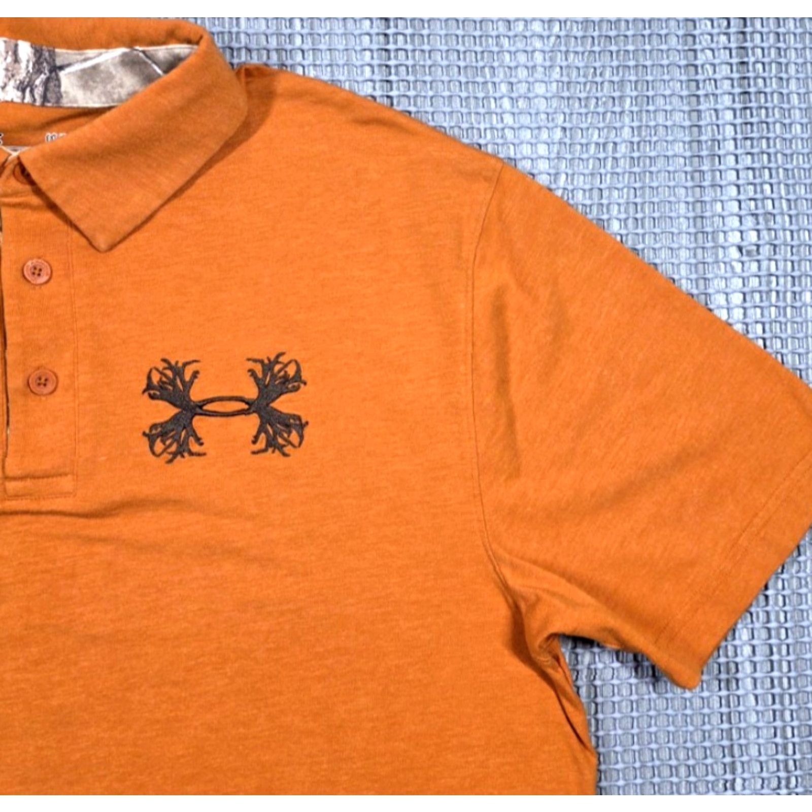 Under Armour VINTAGE Under Armour Polo Shirt Mens L Orange Hunting Embroidered Big Rack Logo Camo Size US L / EU 52-54 / 3 - 4 Thumbnail