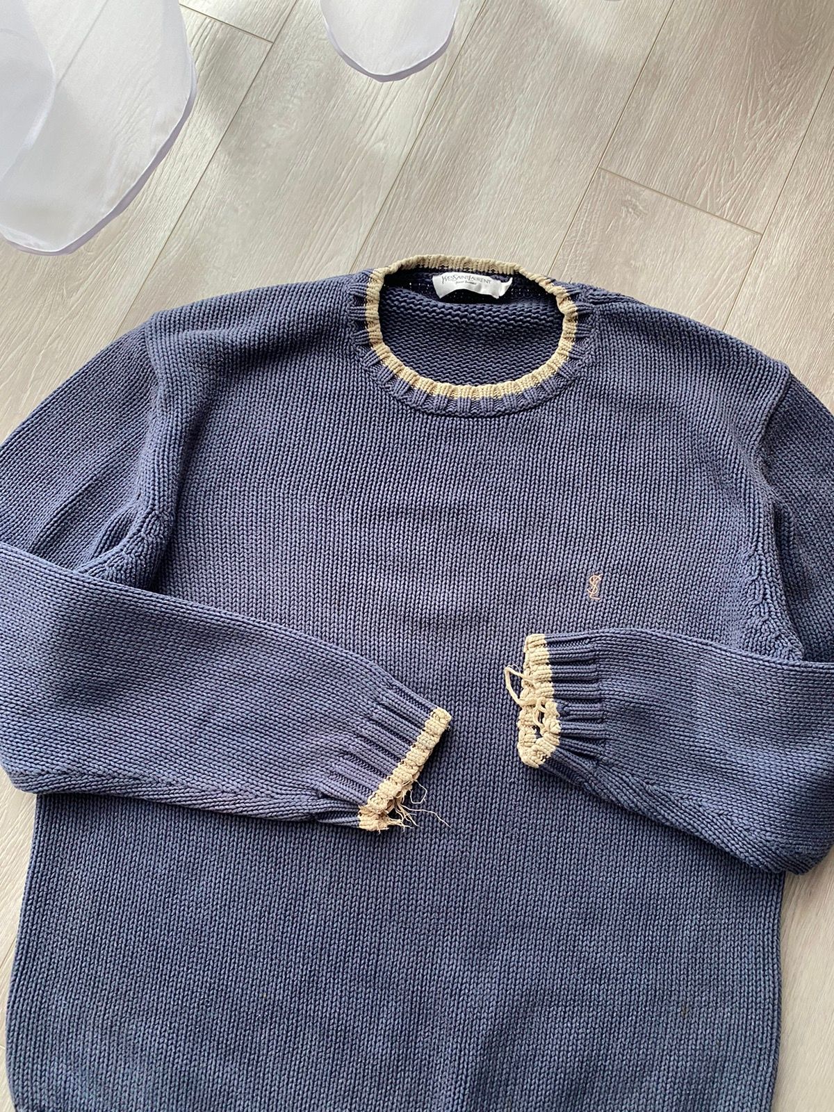 Pre-owned Saint Laurent Paris X Vintage Ysl Saint Laurent Knitted Sweater In Blue