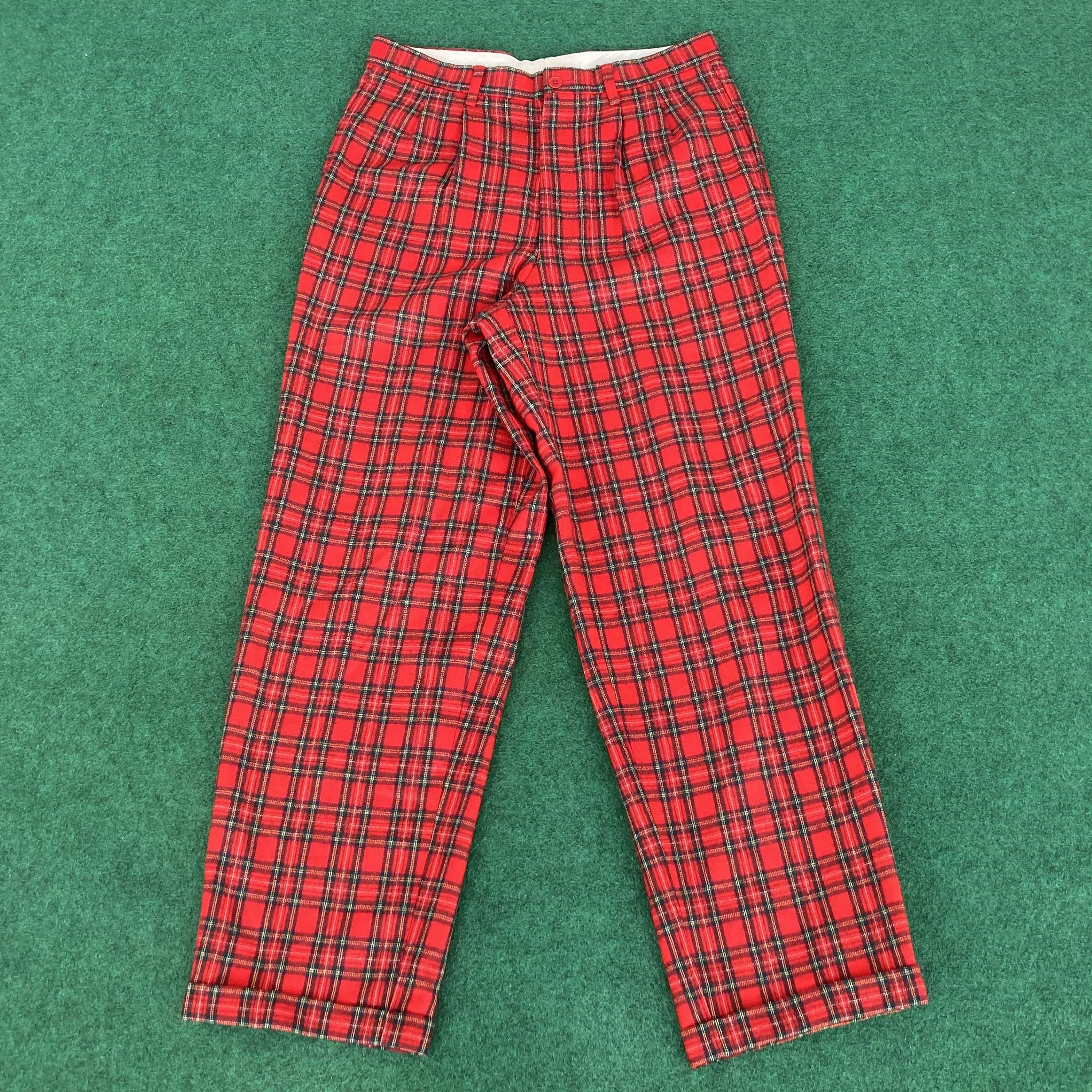Karl Helmut × Pink House × Vintage Vtg Karl Helmut Wool Trouser Baggy Sz 30 Tartan Pants Size US 30 / EU 46 - 1 Thumbnail