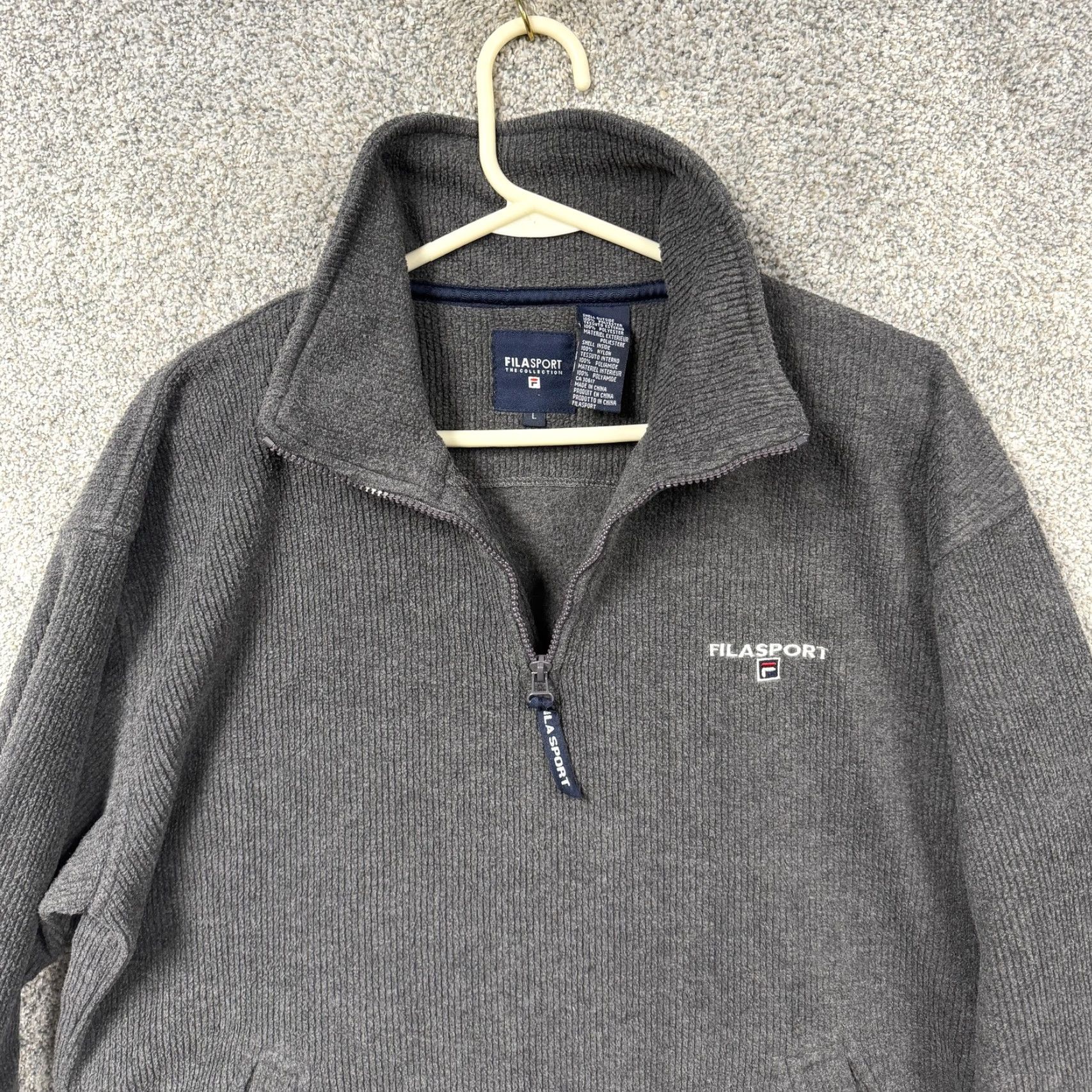Fila FilaSport The Collection Jacket Mens L Gray 1/4 Zip Fleece Pullover Athletic Outdoor Casual Activewear Winter Size US L / EU 52-54 / 3 - 7 Thumbnail