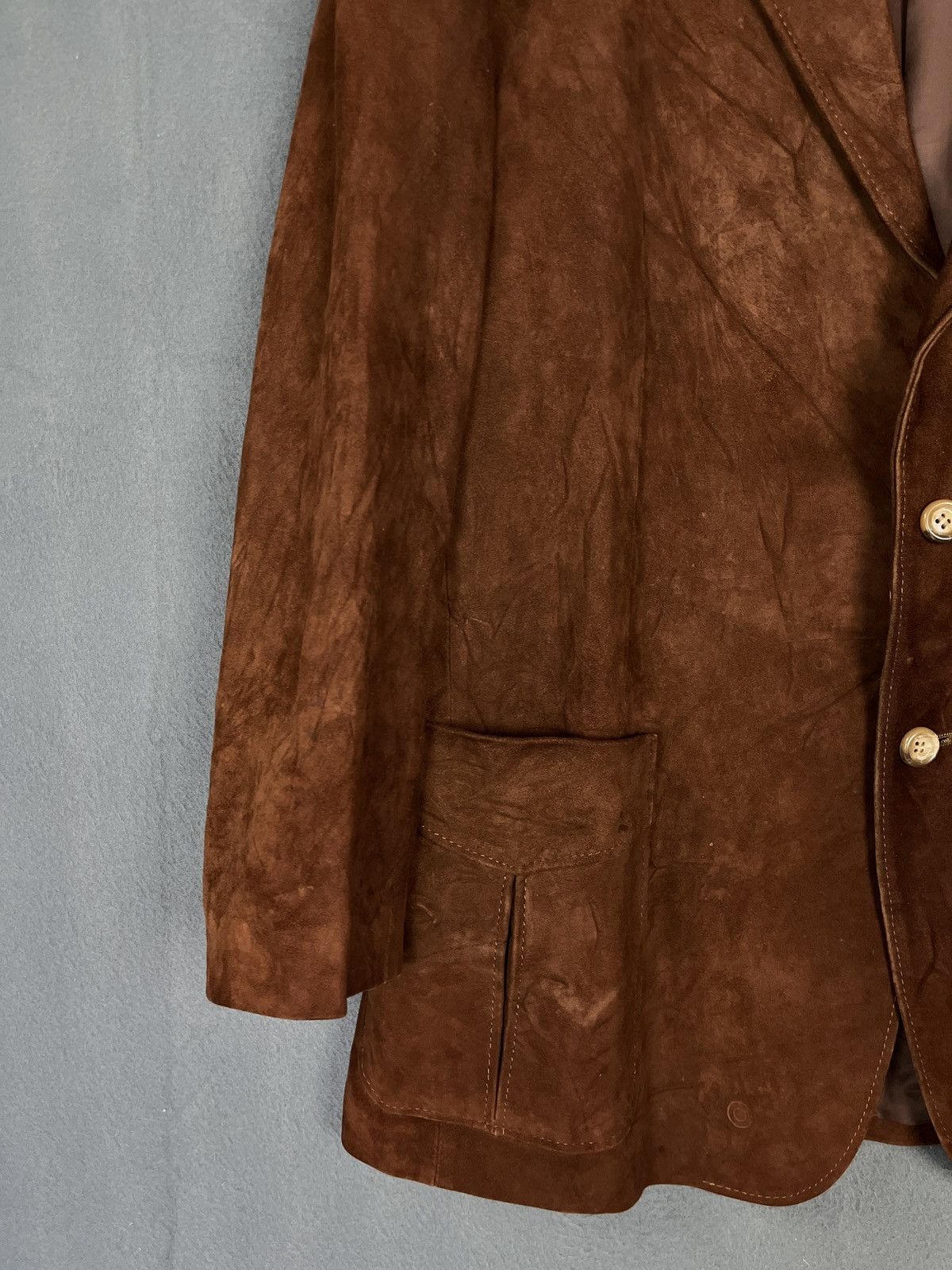 Genuine Leather Suede Leather Blazer Size 42R - 4 Thumbnail