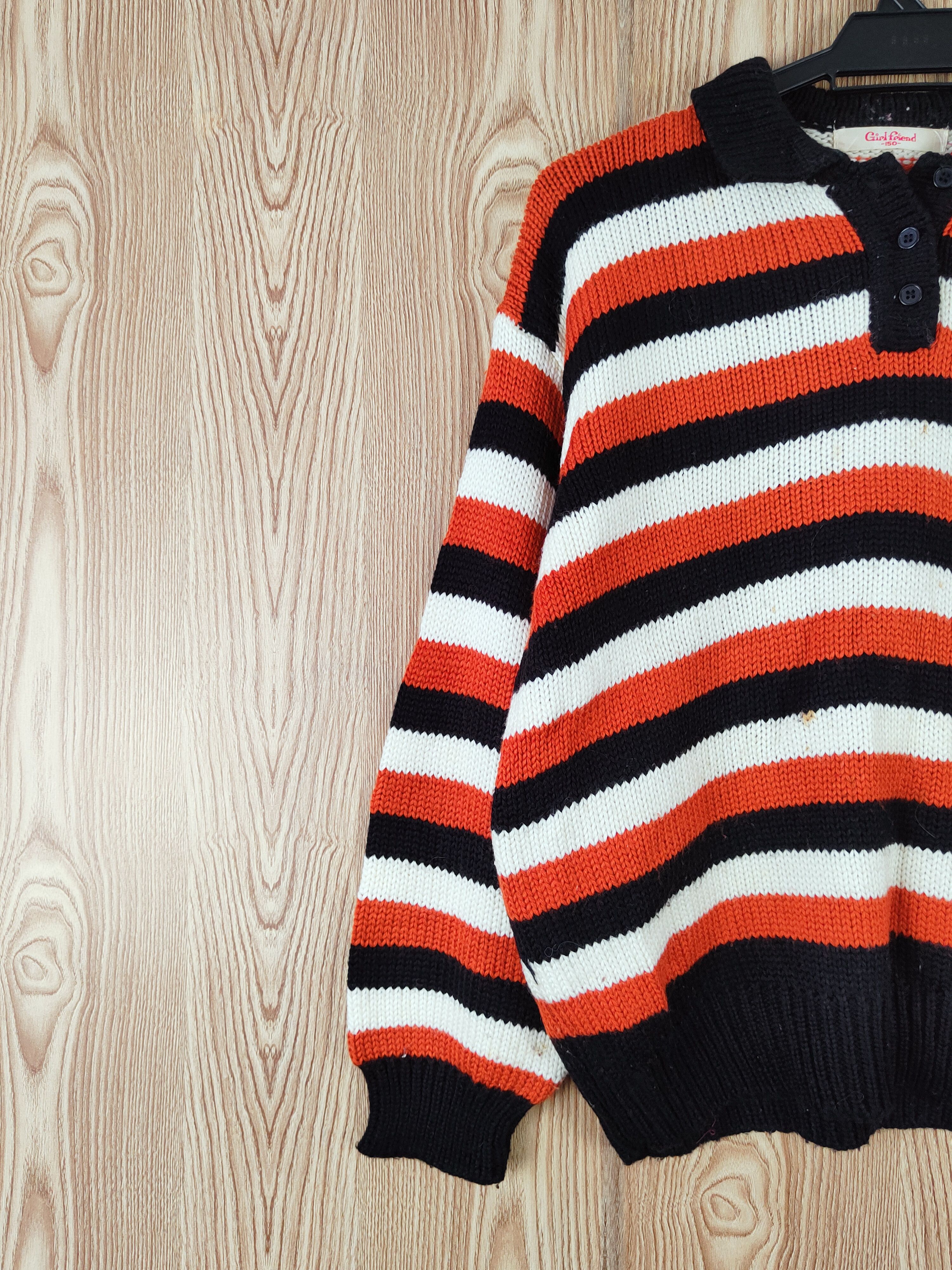 Japanese Brand × Vintage Girlfriend Black Orange Stripe Knitwear Sweatshirts #W750 Size US M / EU 48-50 / 2 - 3 Thumbnail