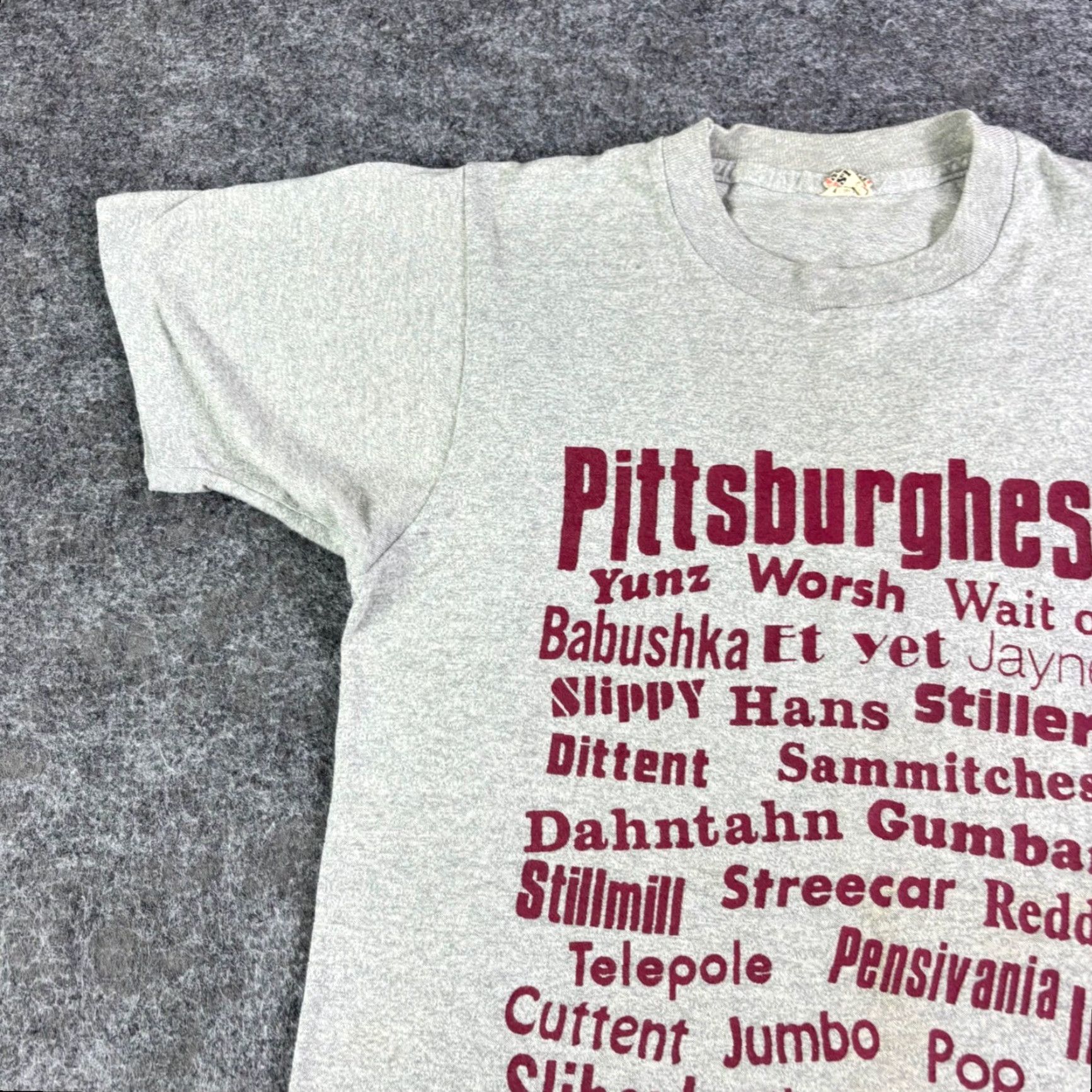 Vintage VINTAGE Pittsburghese T-Shirt Heather Gray Slang Graphic Tee Small Pittsburgh Men Gray 1980s Graphic Tee S Mens Grunge Short Sleeve Authentic Original Size US S / EU 44-46 / 1 - 6 Thumbnail