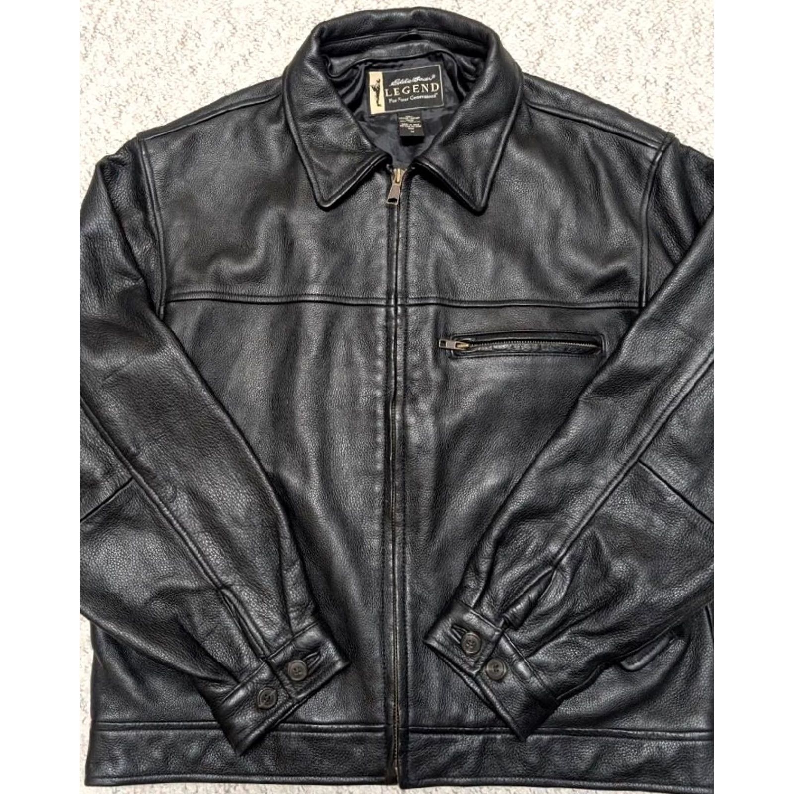 Eddie Bauer VINTAGE Eddie Bauer leather jacket M black JOURNEYMAN legend motorcycle bomber Size US M / EU 48-50 / 2 - 7 Thumbnail