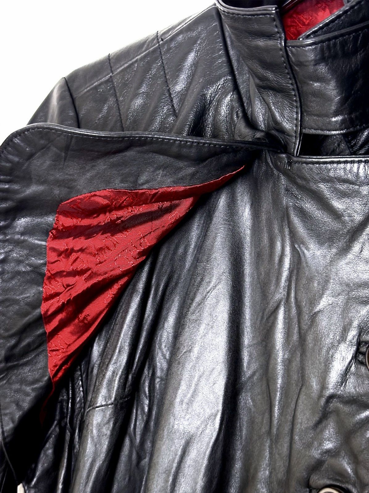 Genuine Leather PRUNE Gothic Vampire Leather Trench Coat Size L / US 10 / IT 46 - 7 Thumbnail