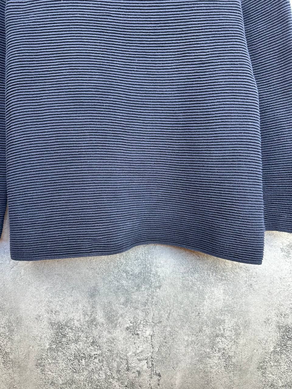 Cos COS Textured Cotton Mock Neck Ribbed Knit Sweater Navy Size XS / US 0-2 / IT 36-38 - 7 Thumbnail