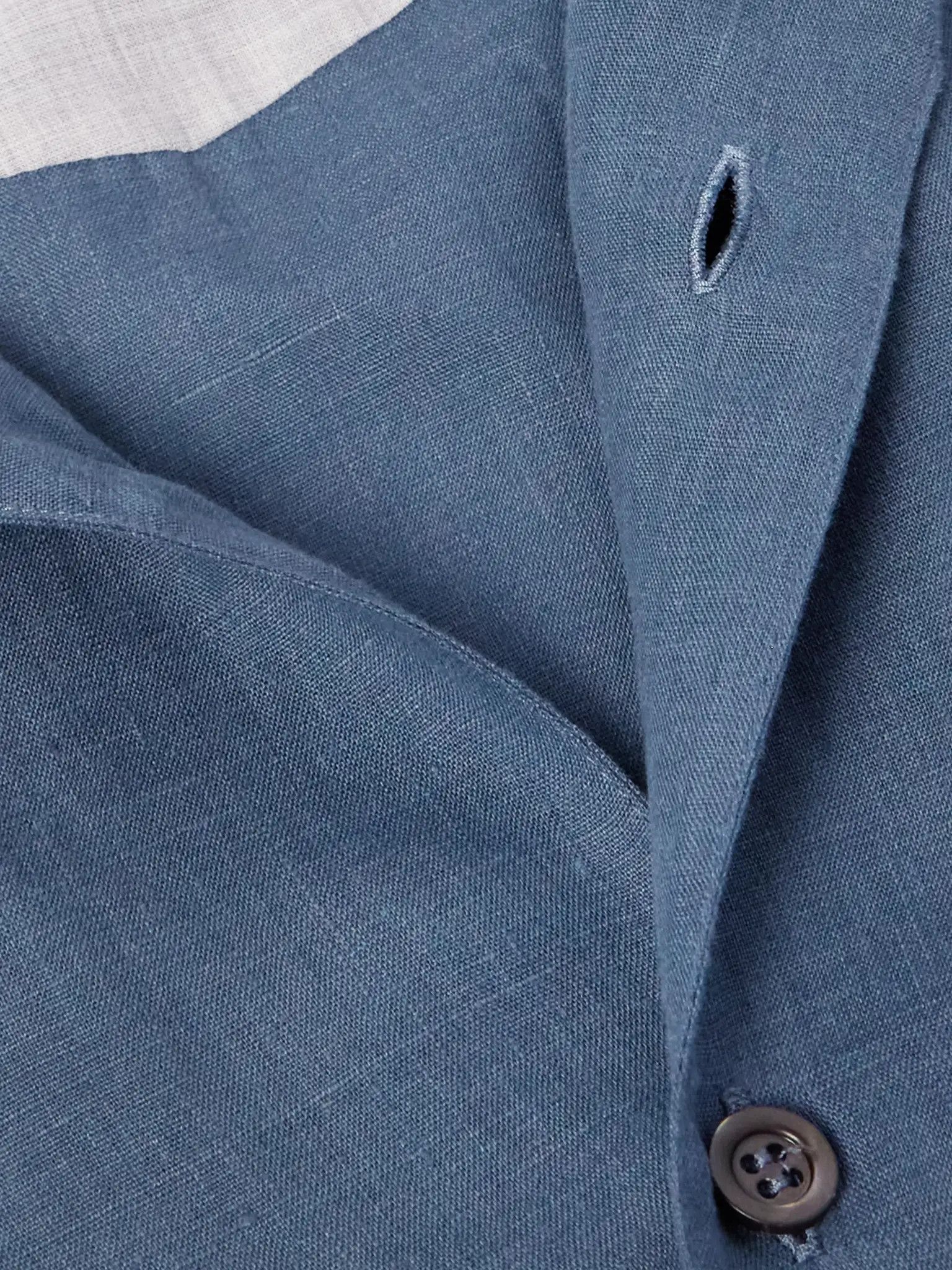 Brunello Cucinelli o1y0526 Solid Color Shirt in Slate Blue Size US M / EU 48-50 / 2 - 2 Thumbnail