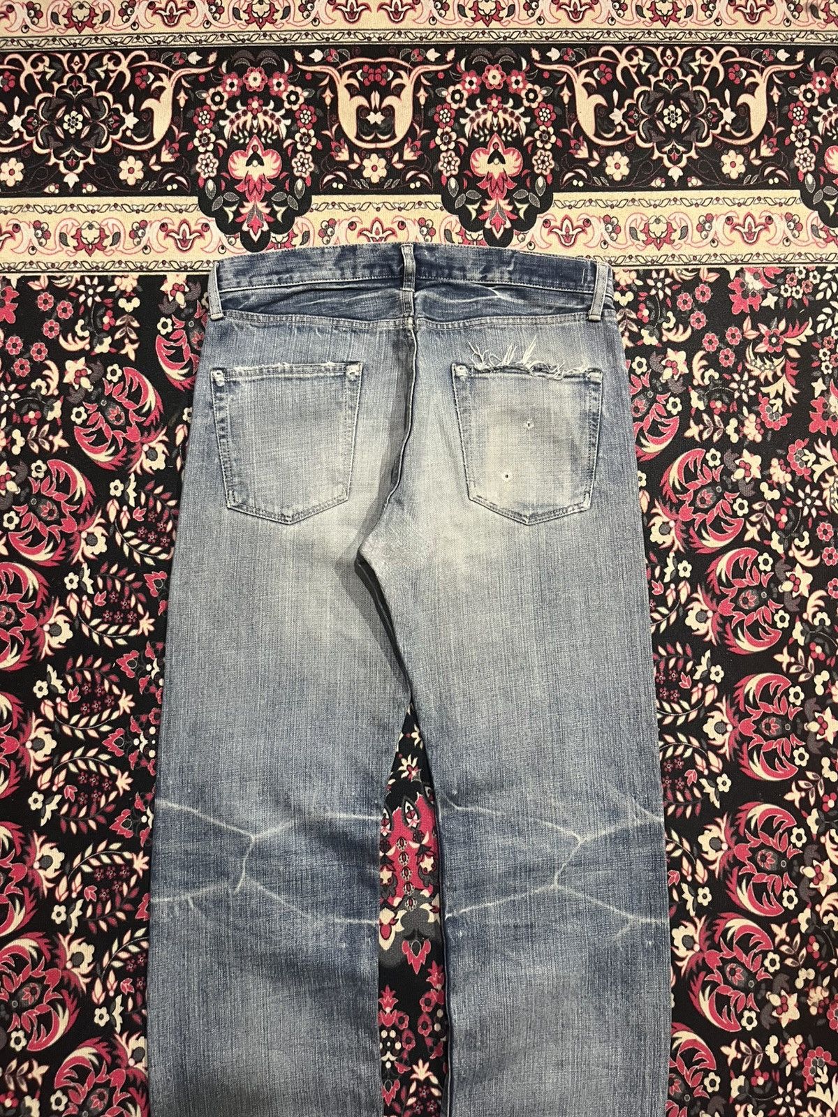 Spellbound ⚡️Distressed⚡️Vintage Japan Spellbound Whisker Blue Wash Jeans Size US 32 / EU 48 - 8 Thumbnail