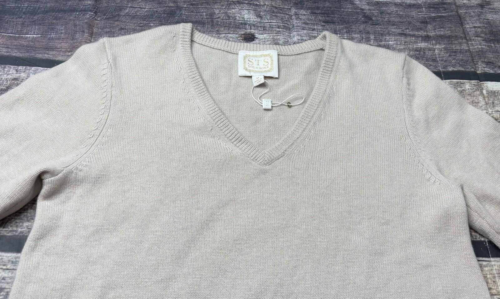 Other Sail to Sable Sweater Women's Medium 100% Wool V-Neck Ivory Size M / US 6-8 / IT 42-44 - 4 Thumbnail