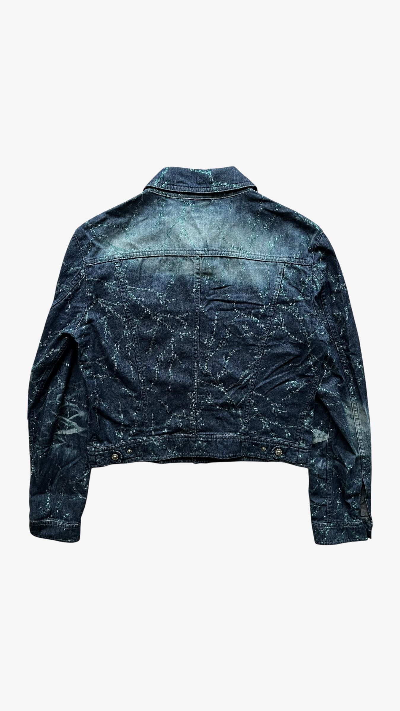 Versace Vintage 90s Women's Versace Sequin Tree Branch Denim Jacket Size S / US 4 / IT 40 - 2 Thumbnail