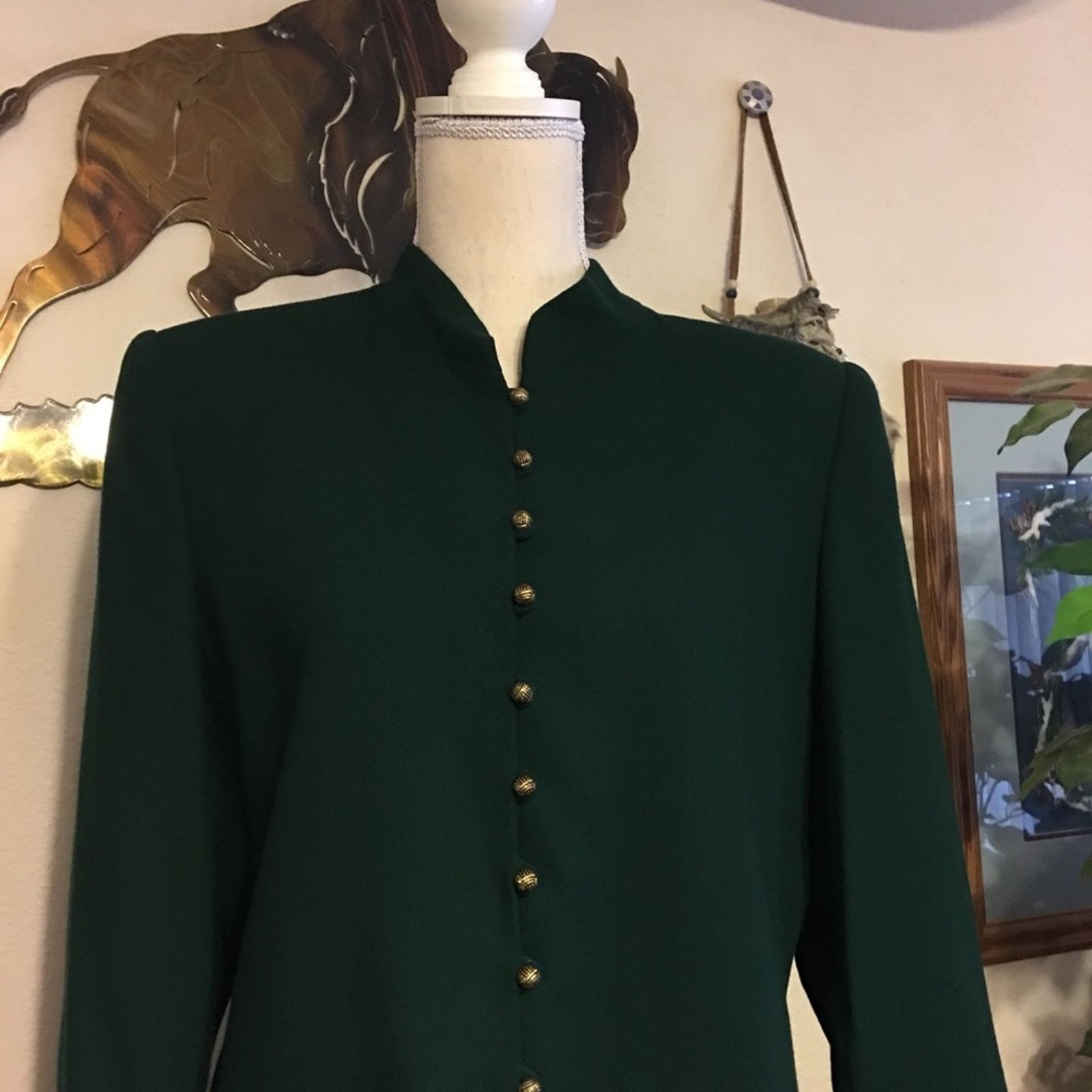 Vintage Kasper ASL green skirt button jacket set 10P Size L / US 10 / IT 46 - 5 Thumbnail