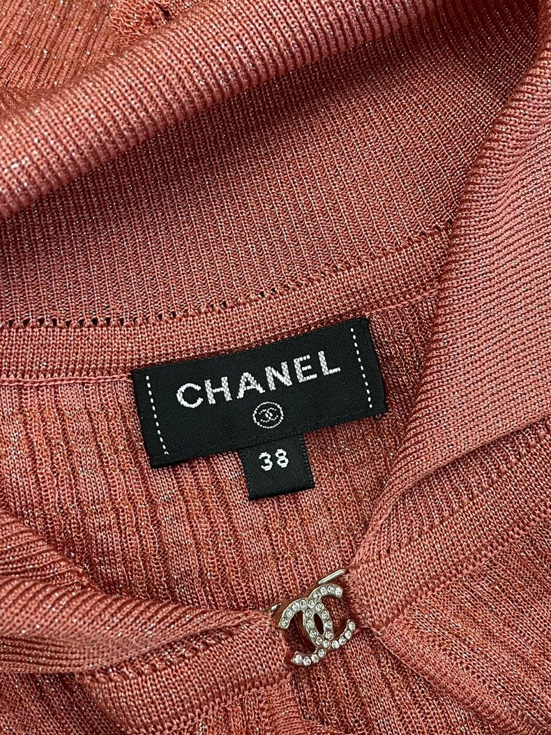 Chanel Chanel 22P orange diamond buckle knitted short sleeves Size XS / US 0-2 / IT 36-38 - 5 Thumbnail