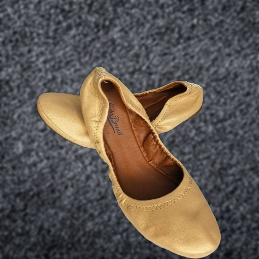 Lucky Brand Lucky Brand Ballet Flat Slip On Scrunch Beige Tan 8 Women Casual Flat Shoes (Medium) Size US 8 / IT 38 - 1 Thumbnail