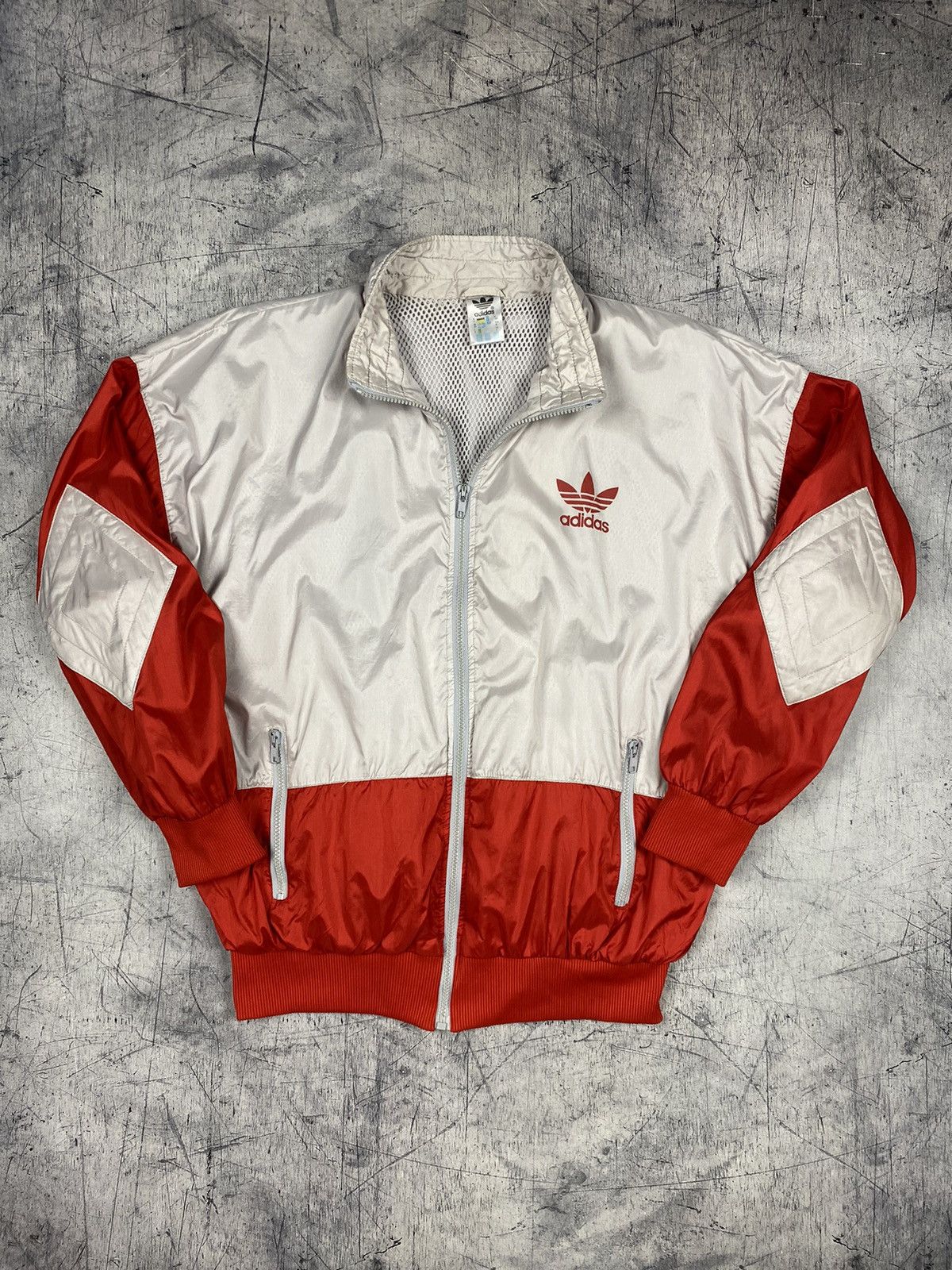 トップス adidas 90s Track JKT- Beige x Red VINTAGE 80'S 90'S ADIDAS TRACK JACKET. RED, BLUE AND WHITE