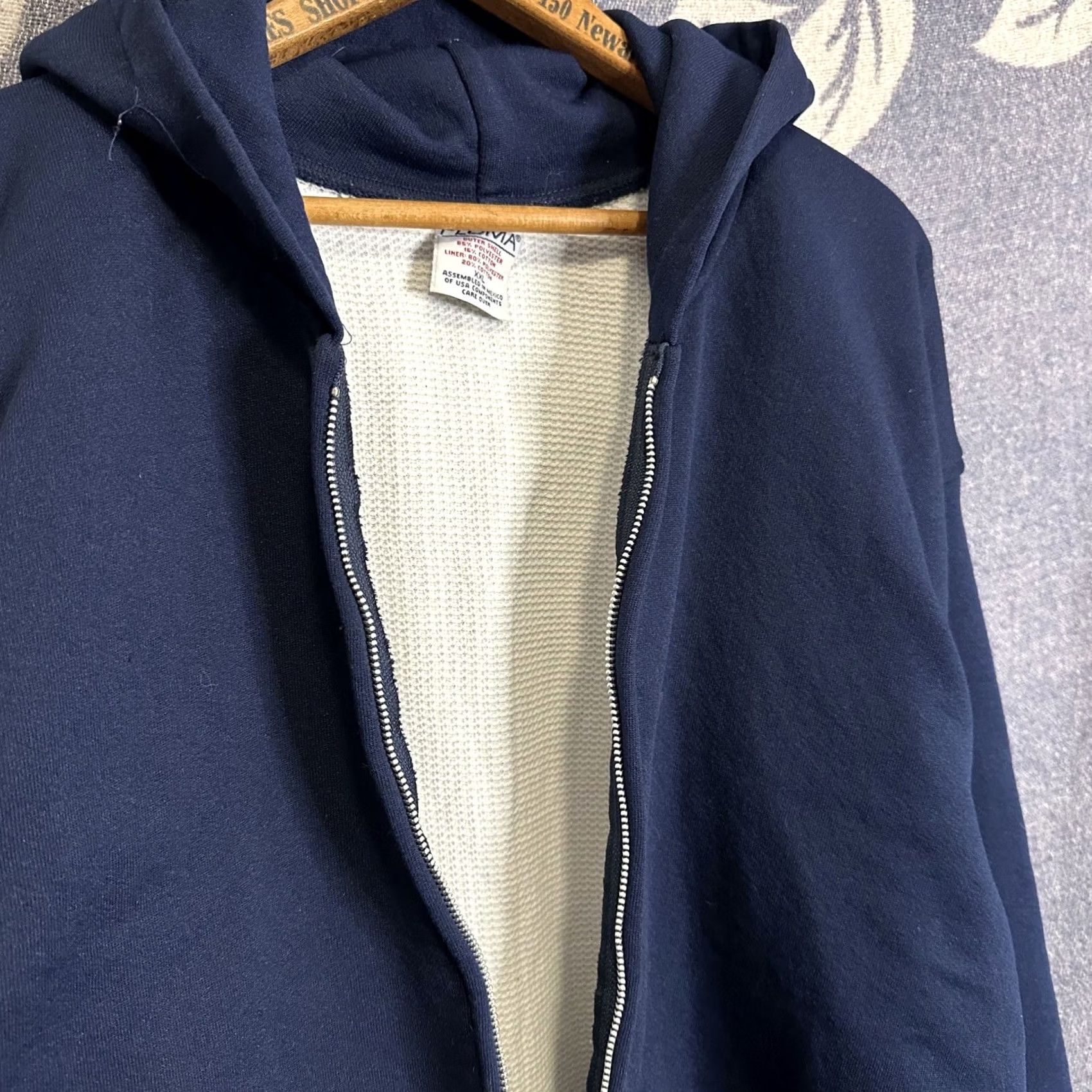 Vintage VINTAGE Pluma Hoodie Knit Zip-Up Navy Blue White XL 90s Thermal Hooded Men’s Jacket Size US XL / EU 56 / 4 - 3 Thumbnail