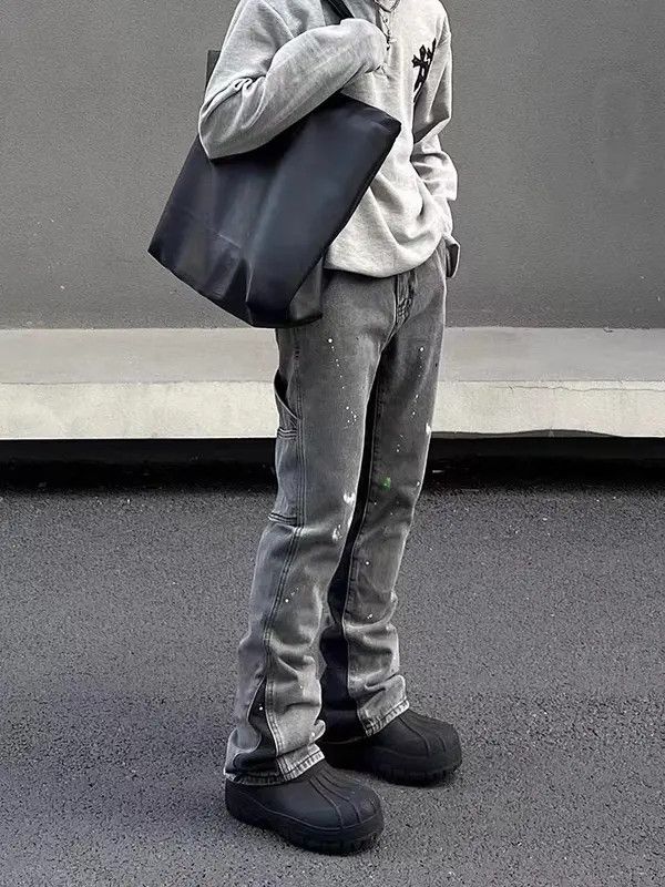VIBE Retro splashed-in micro-flare washed distressed jeans Size US 30 / EU 46 - 1 Thumbnail