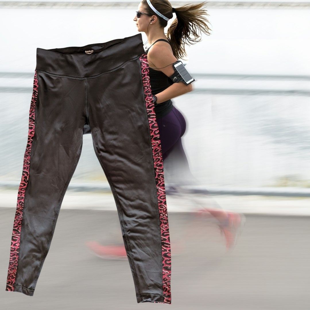 Reebok Reebok Athletic Leggings Large Black Womens Running Pants Size 34" / US 12 / IT 48 - 1 Thumbnail