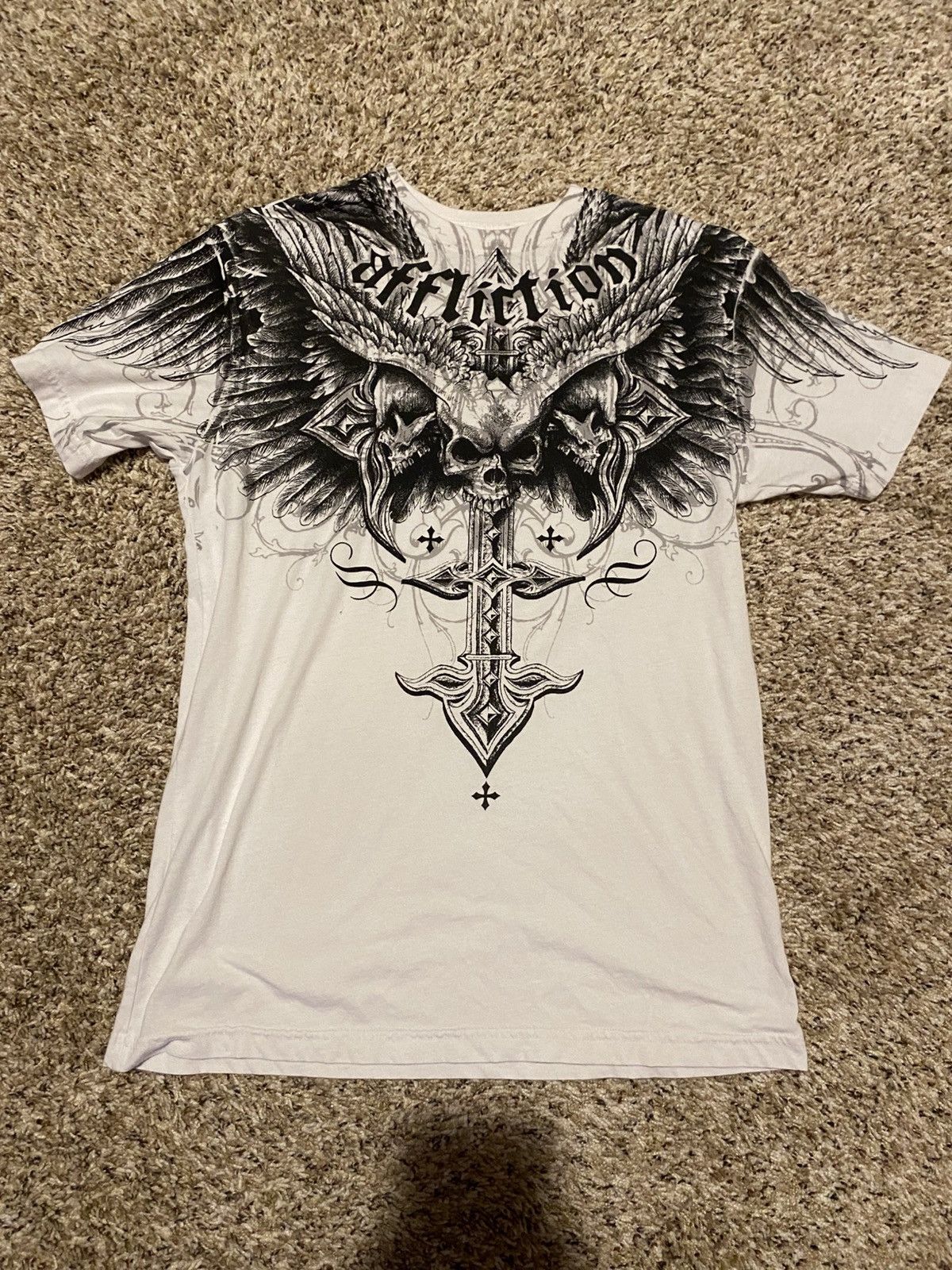 Affliction White Skull Design Affliction Shirt Size US L / EU 52-54 / 3 - 1 Thumbnail